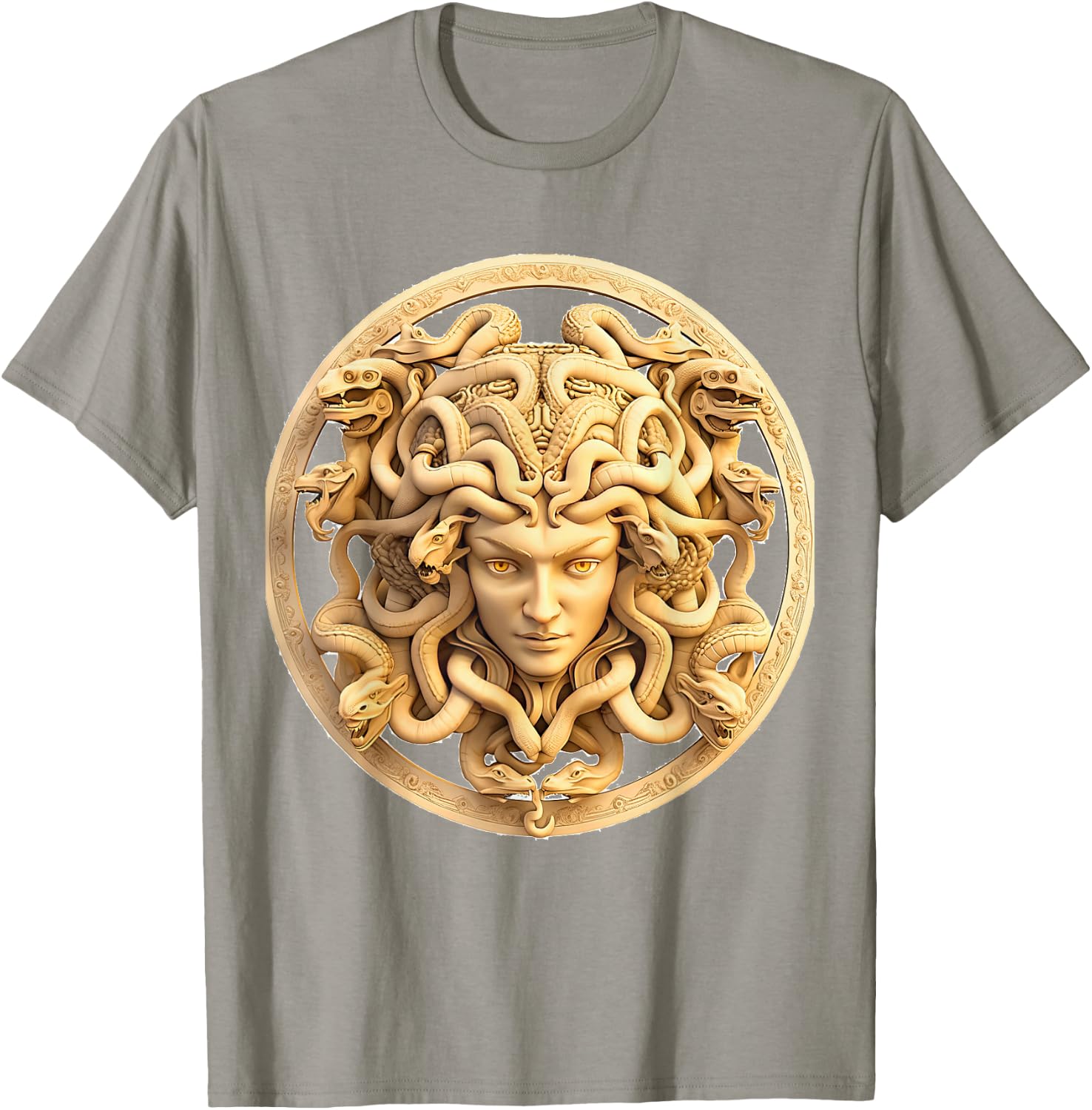 Medusahead Greek Mythology Ancient Snake Hair T-Shirt - T-Shirt | Sand