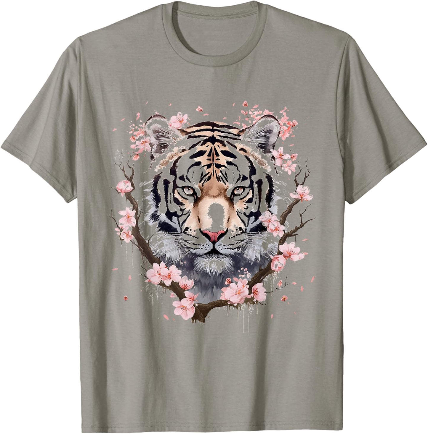 Tiger Animal Nature Pattern Art Abstract Face Tiger , white, S T-Shirt - T-Shirt | Sand