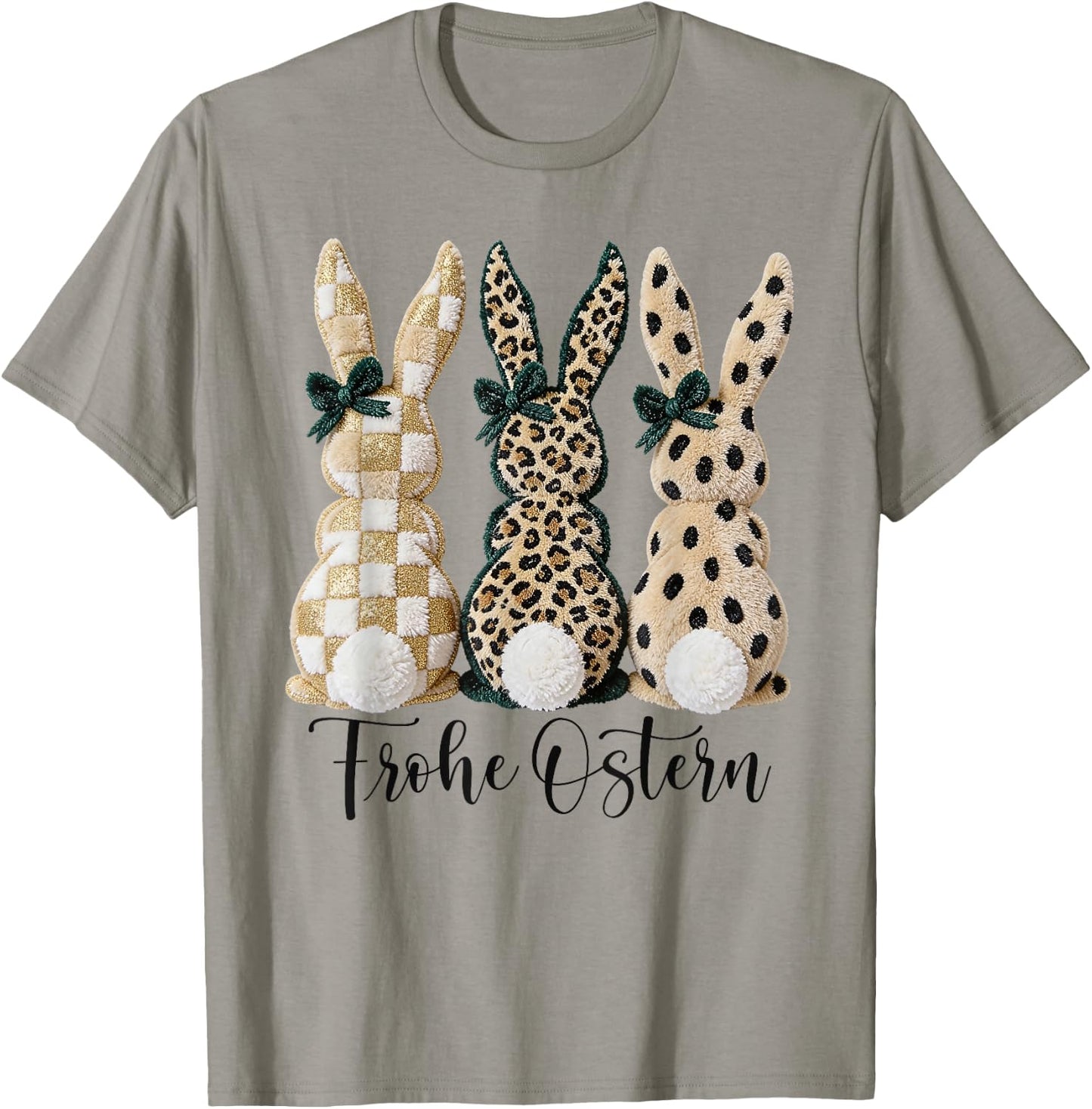 Frohe Ostern Hasen Vintage Leo Karo Punkte Print Oster Deko T-Shirt - T-Shirt | Sand