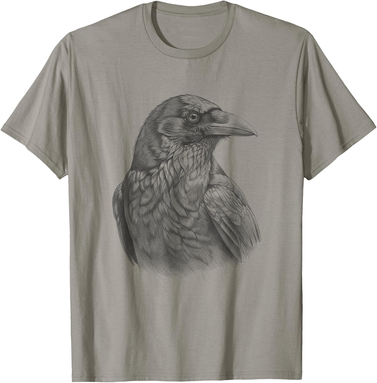 Vintage Crow Drawing Art Raven Design T-Shirt - T-Shirt | Sand