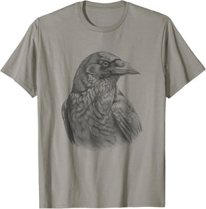 Vintage Crow Drawing Art Raven Design T-Shirt - T-Shirt | Sand