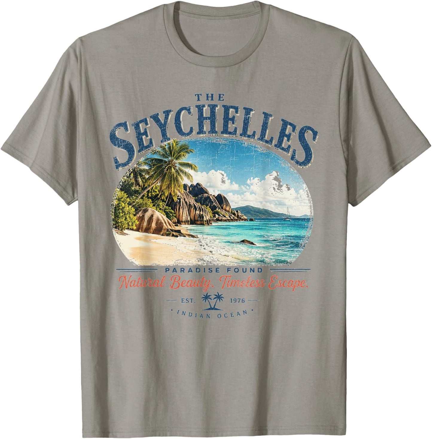 Seychelles - Vintage Tropical Paradise - Indian Ocean T-Shirt - T-Shirt | Sand