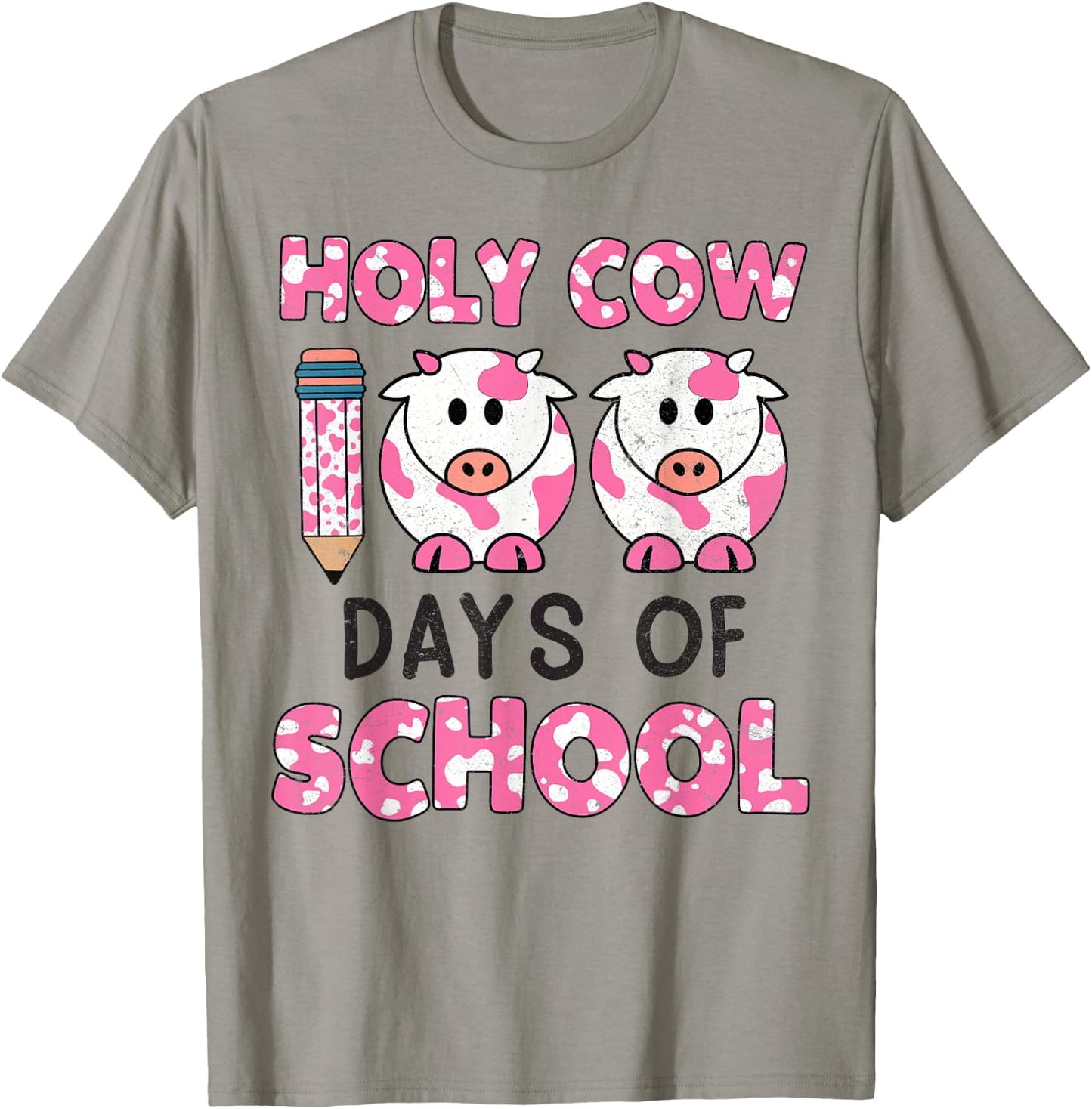 Holy Cow 100 Days Of School 100 Days Smarter Teachers Kids T-Shirt - T-Shirt | Sand