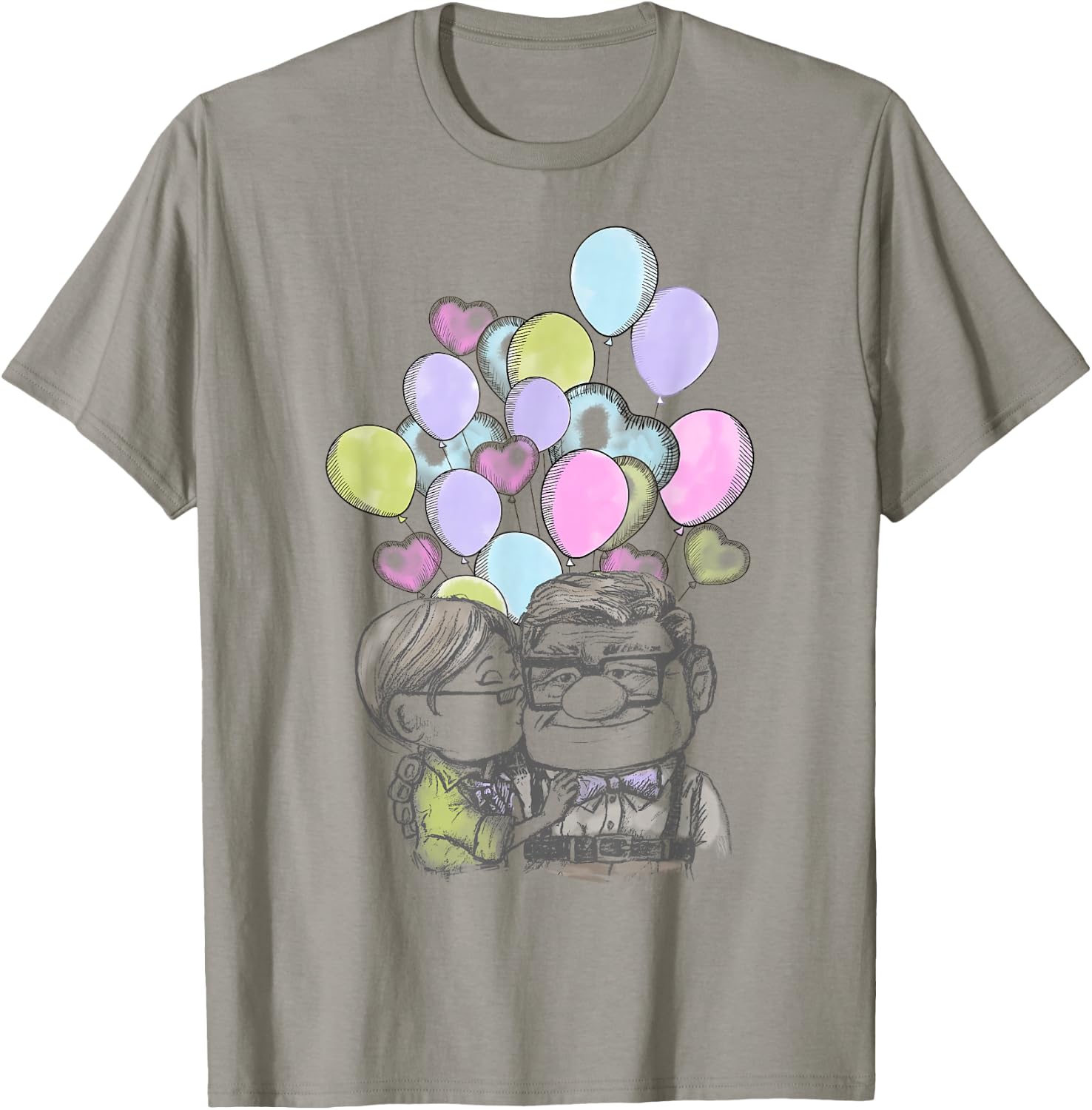 Disney Pixar Up Valentine's Day Carl and Ellie Balloons Small T-Shirt - T-Shirt | Sand