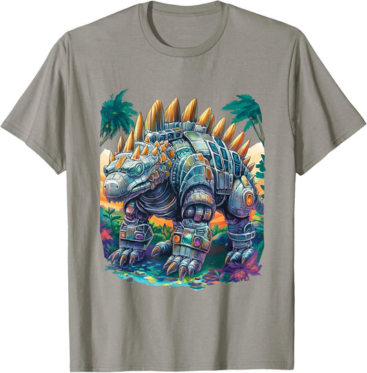Ankylosaurus Dinosaur Robot T-Shirt - T-Shirt | Sand