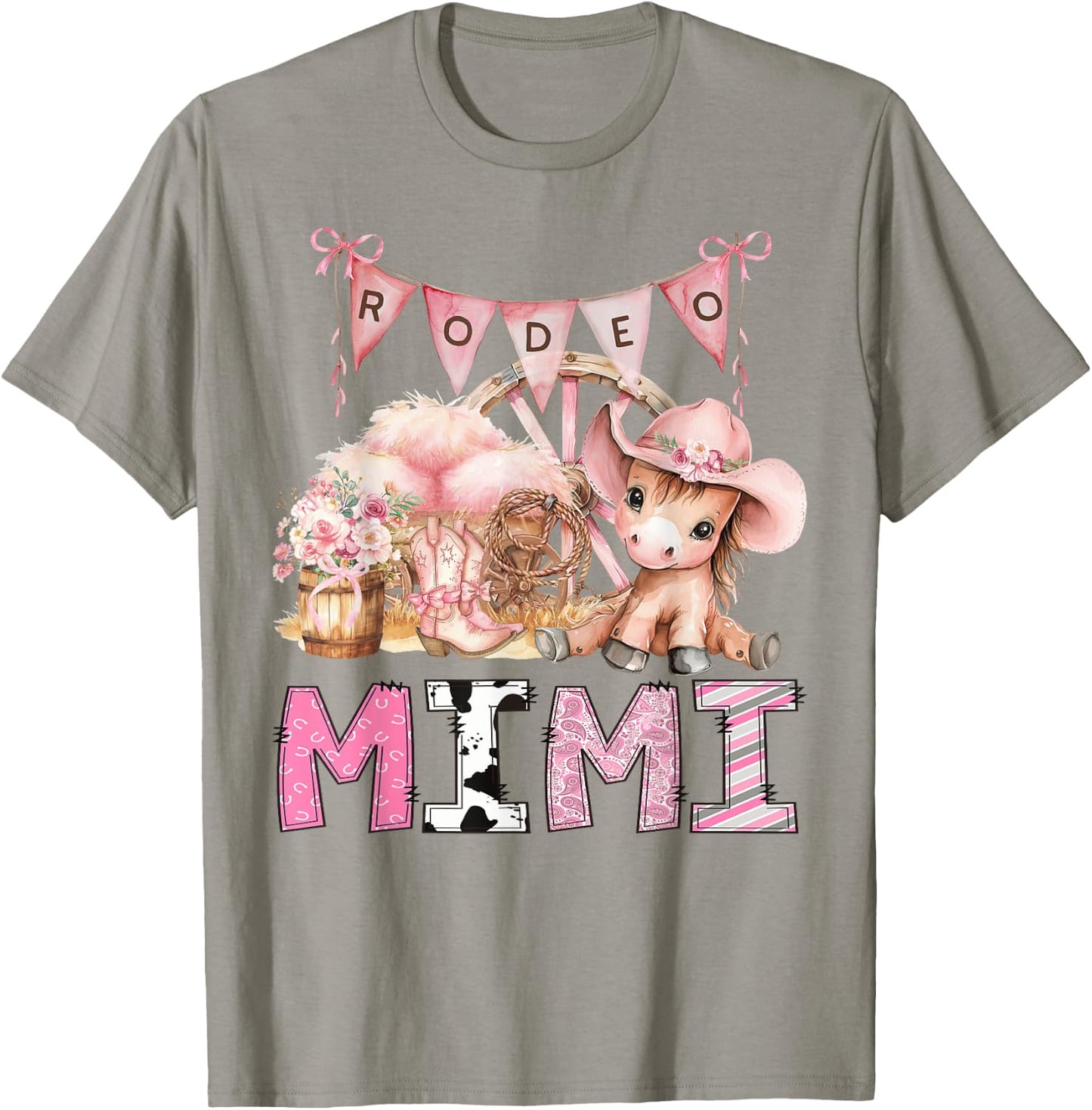 CowGirl Rodeo Mimi Pink Coquette 1St Birthday Party T-Shirt - T-Shirt | Sand