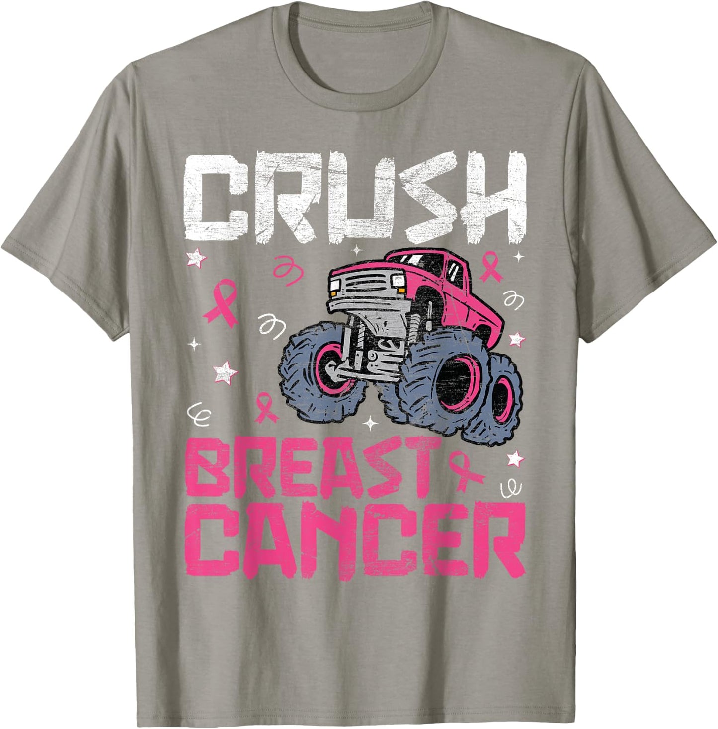 Crush Breast Cancer Awareness Monster Truck kids Boys Girls T-Shirt - T-Shirt | Sand