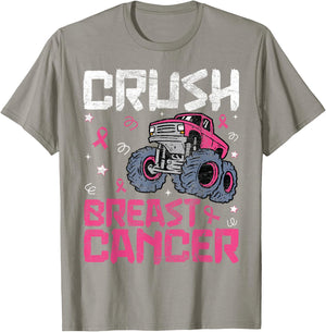 Crush Breast Cancer Awareness Monster Truck kids Boys Girls T-Shirt - T-Shirt | Sand
