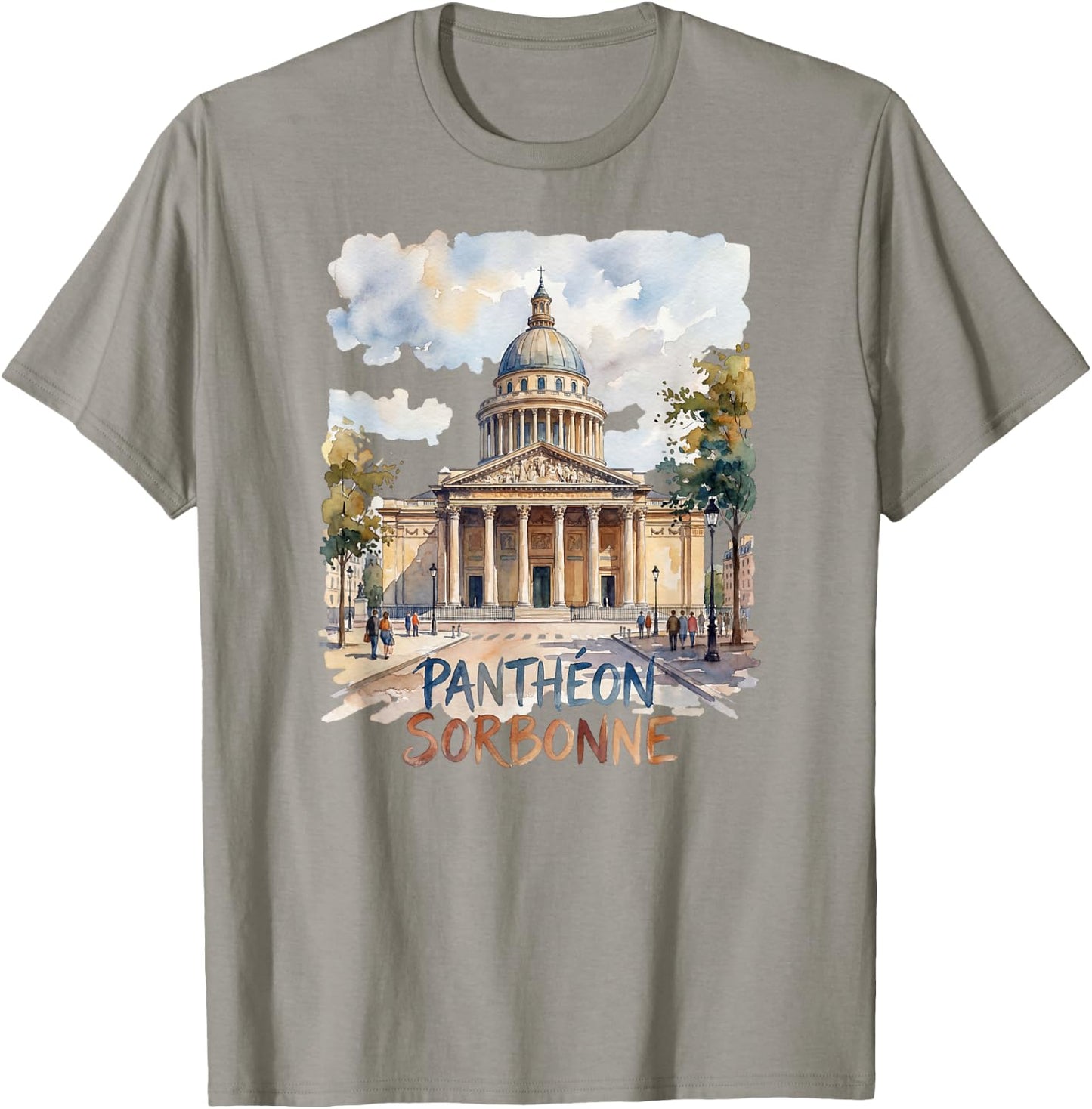 Panthéon Sorbonne Paris France Watercolour T-Shirt - T-Shirt | Sand