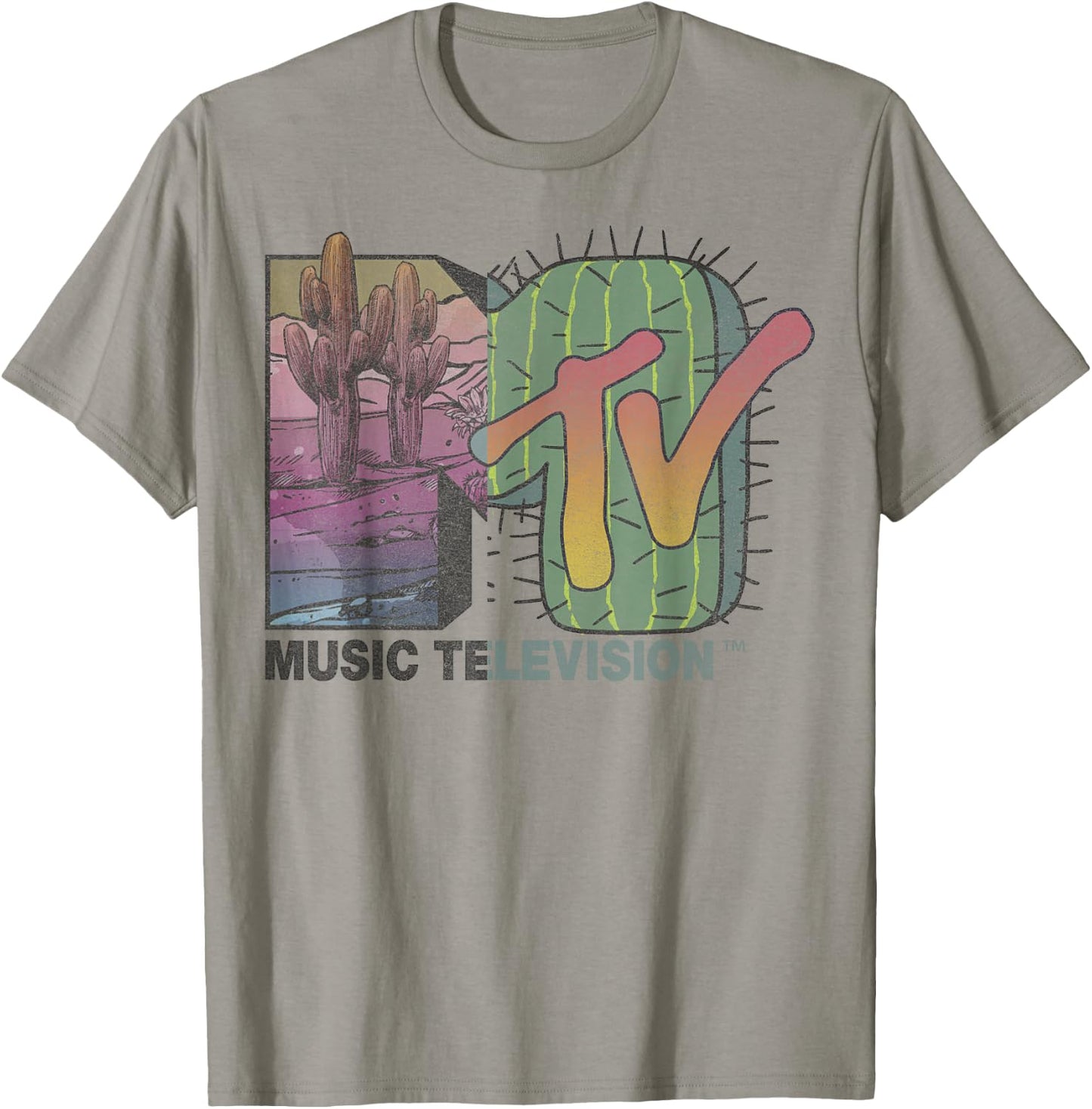 MTV Desert Cactus Split Retro Logo T-Shirt - T-Shirt | Sand