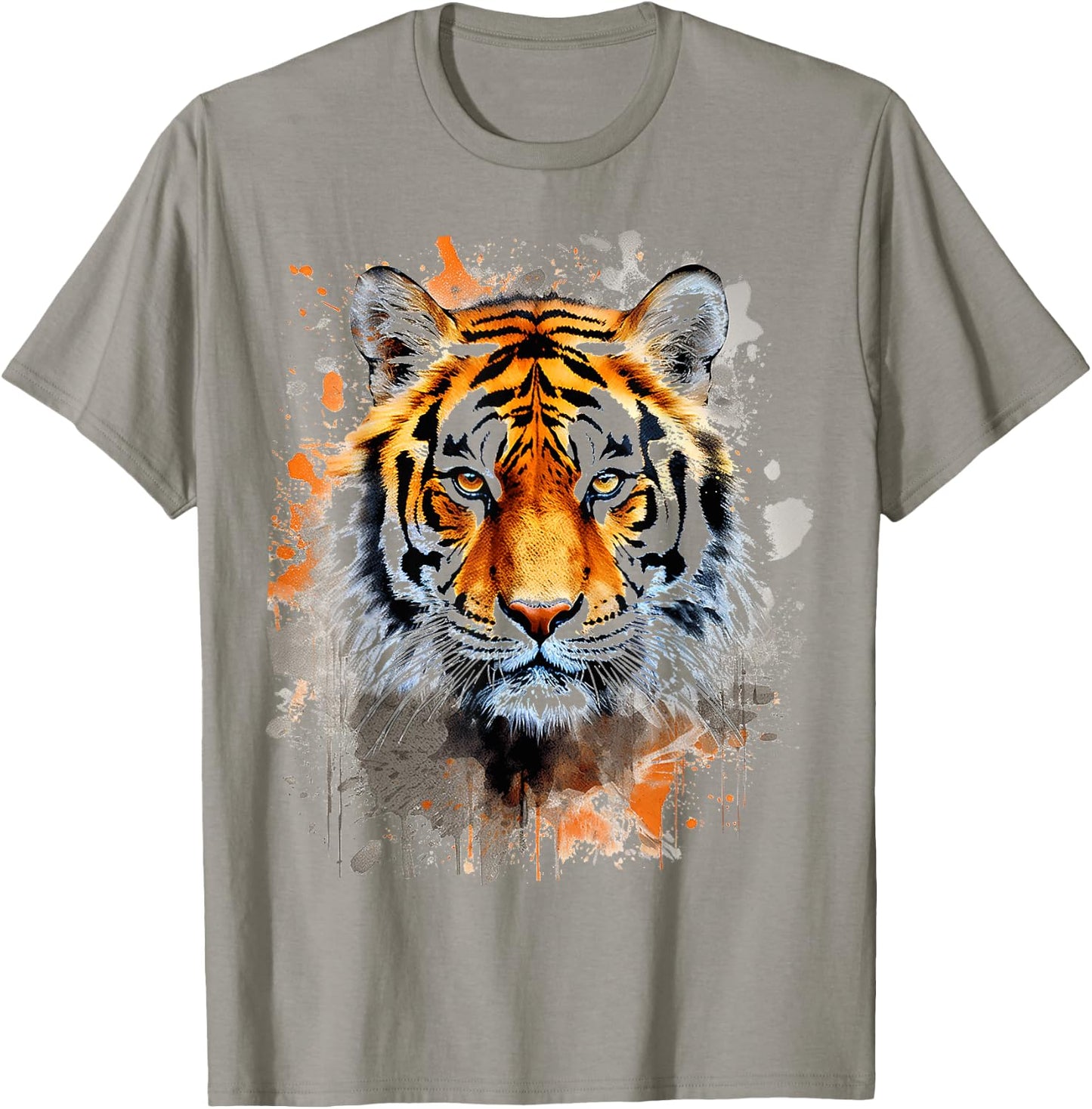 Tiger Animal Abstract Graphic Colorful Painting Tiger , white, S T-Shirt - T-Shirt | Sand