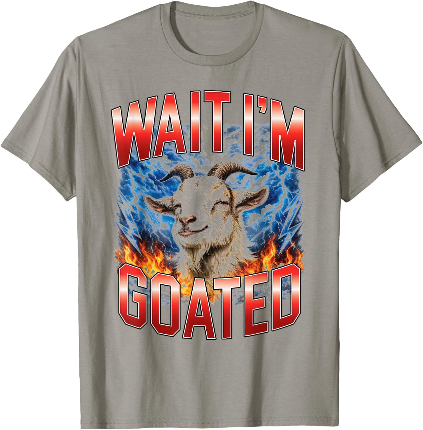 Wait I'm Goated Funny Goat Meme Bootleg T-Shirt - T-Shirt | Sand