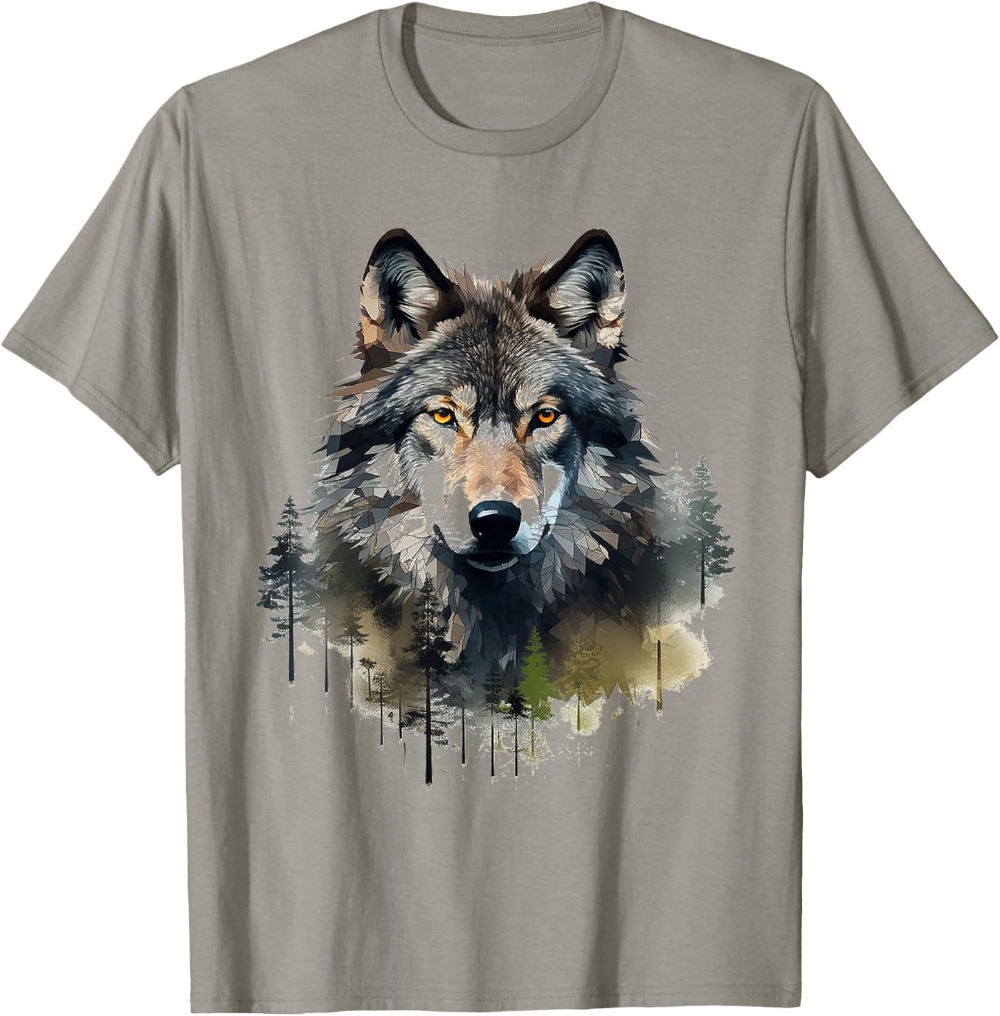 Wolf Animal Nature Pattern Abstract Illustration Painting Wolf , white, S T-Shirt - T-Shirt | Sand