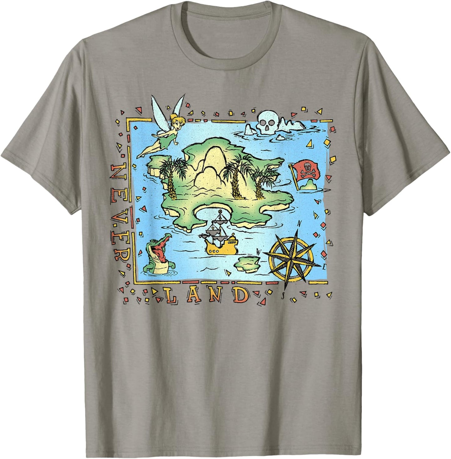Disney Peter Pan Never Land Map Vintage Poster T-Shirt - T-Shirt | Sand