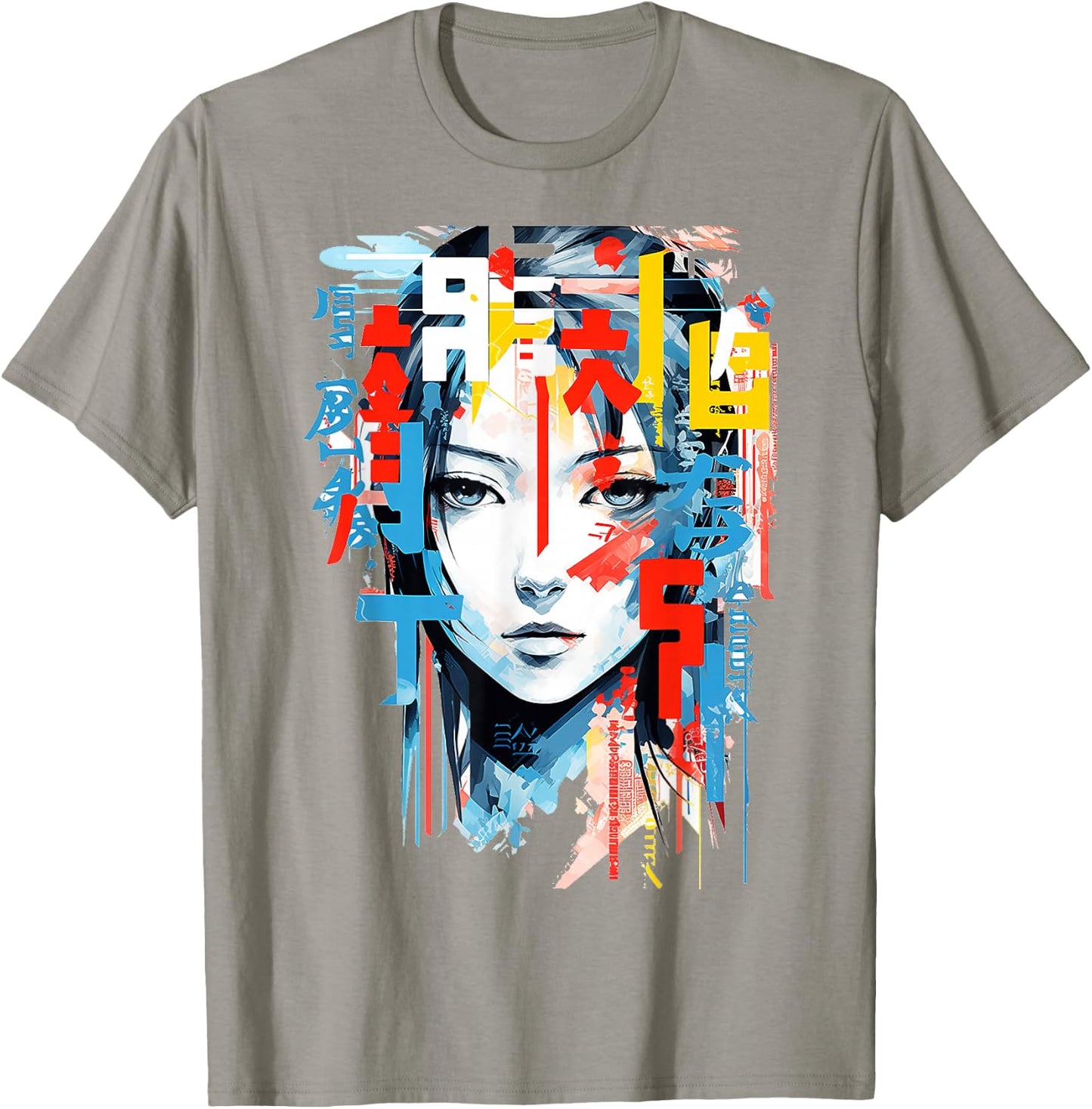 Women Text Colorful Girl Face Art Abstract Women , white, S T-Shirt - T-Shirt | Sand