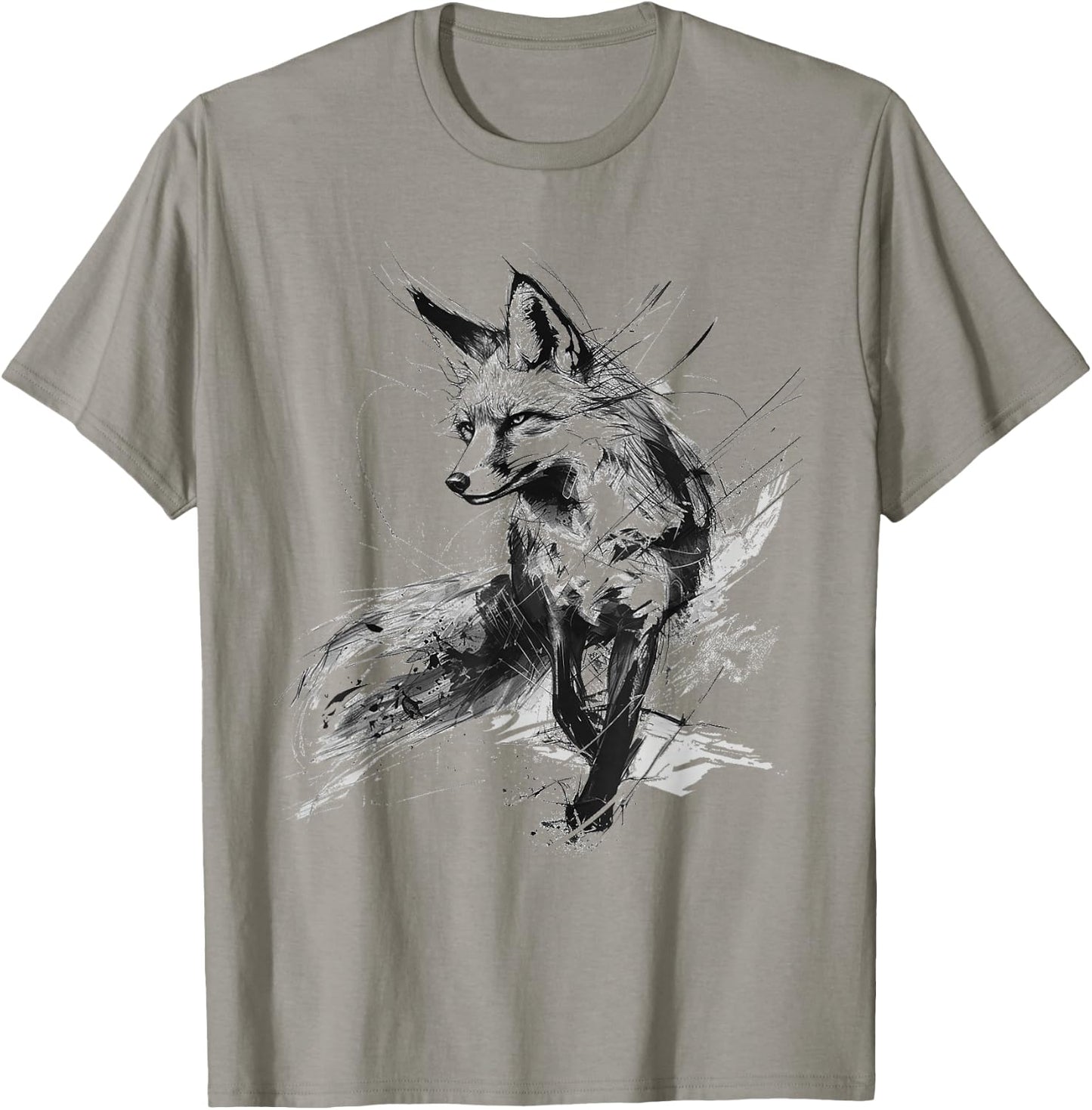 Fuchs Tierdruck Zoo Zeichnung Kunstwerk Abstrakter Fuchs T-Shirt - T-Shirt | Sand