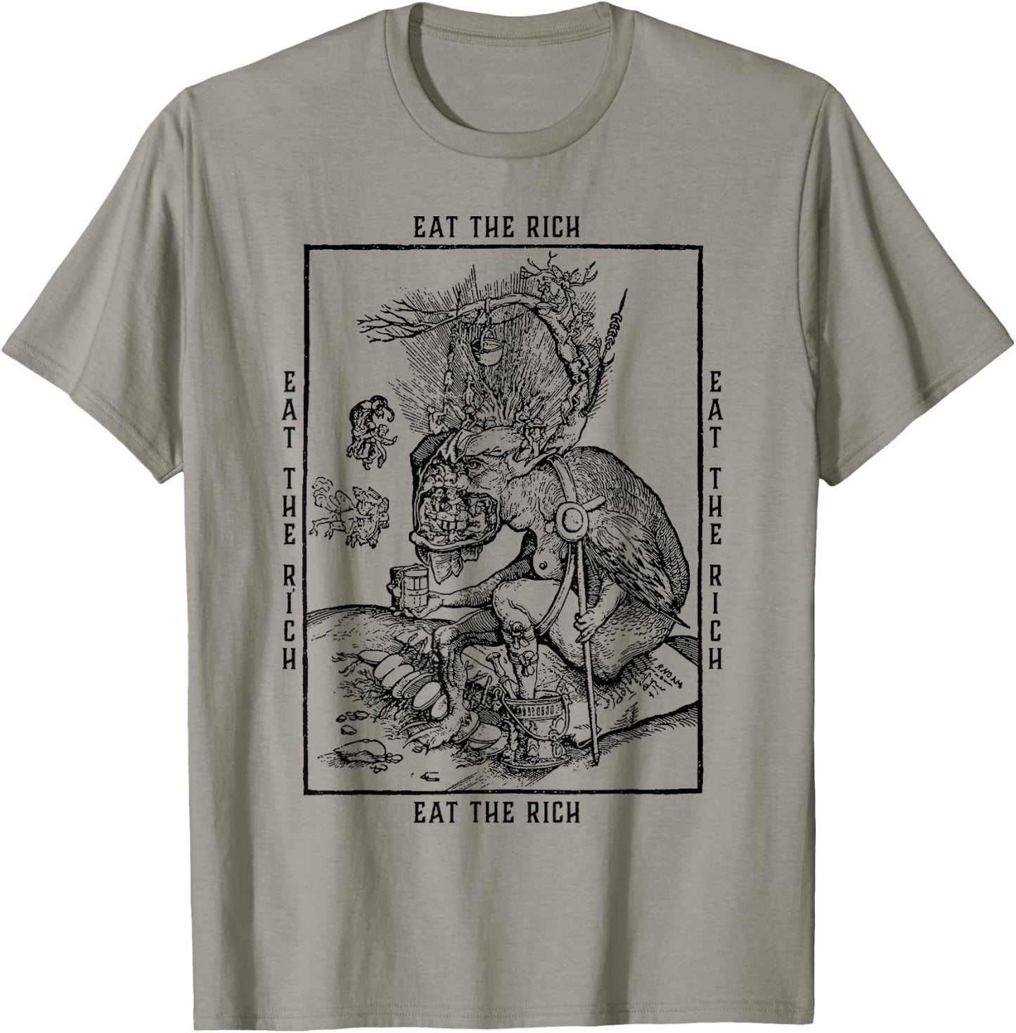 Essen Sie die Reichen | Antikapitalist | Kommunist | Sozialistisch T-Shirt - T-Shirt | Sand