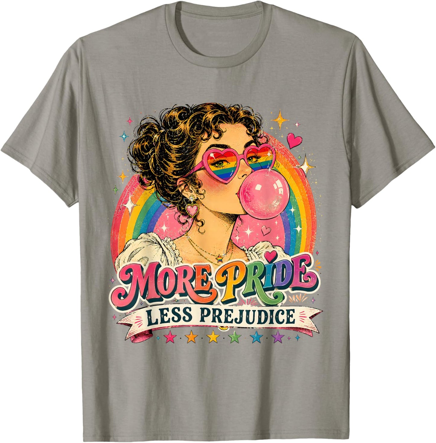 More Pride Less Prejudice LGBT Gay Lesbian Support Art T-Shirt - T-Shirt | Sand