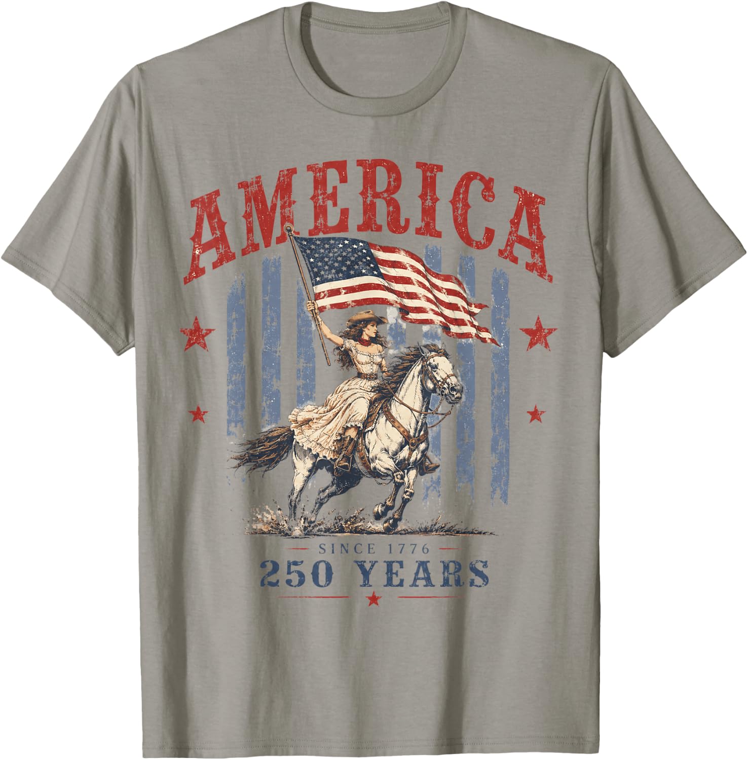America 250 Years Patriotic Cowgirl 4th July for Girl Women T-Shirt - T-Shirt | Sand