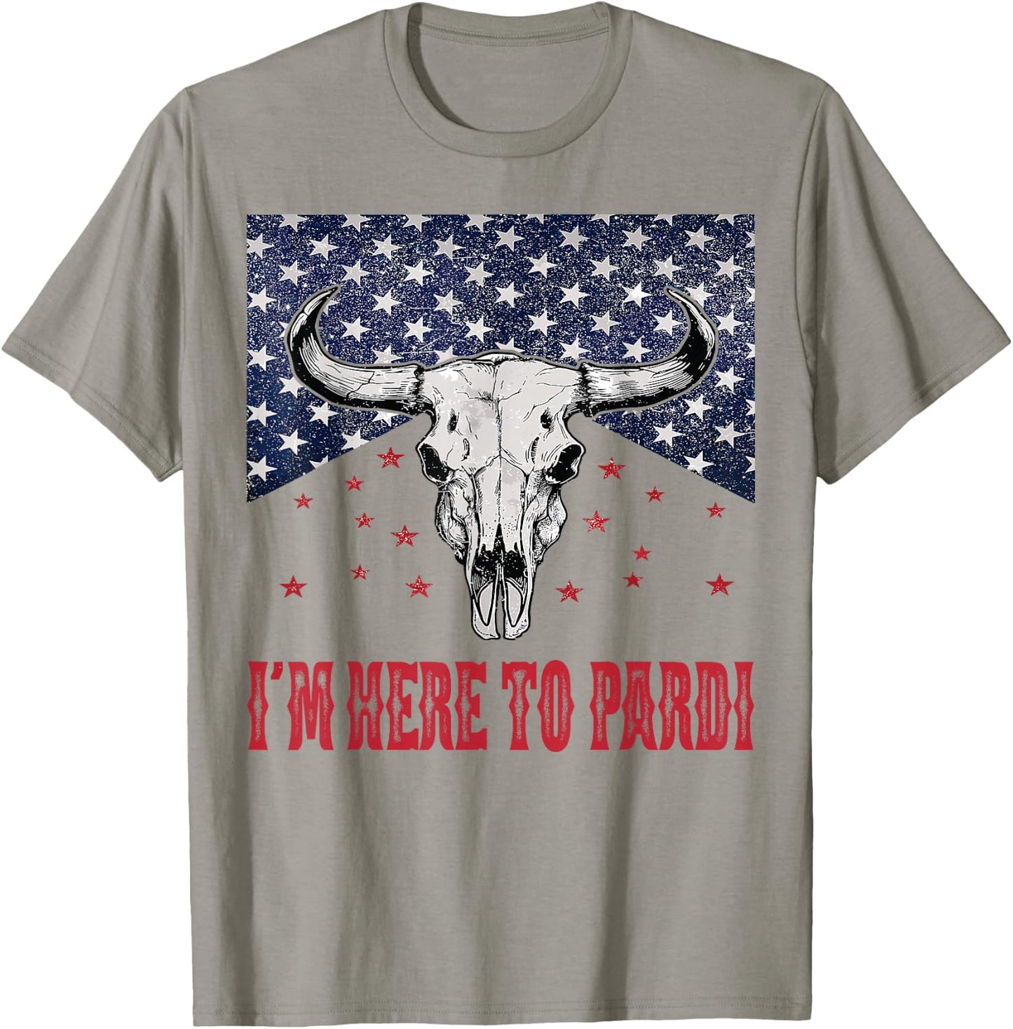 I'm Here to Pardi Vintage Retro Western Bull-Skull T-Shirt - T-Shirt | Sand