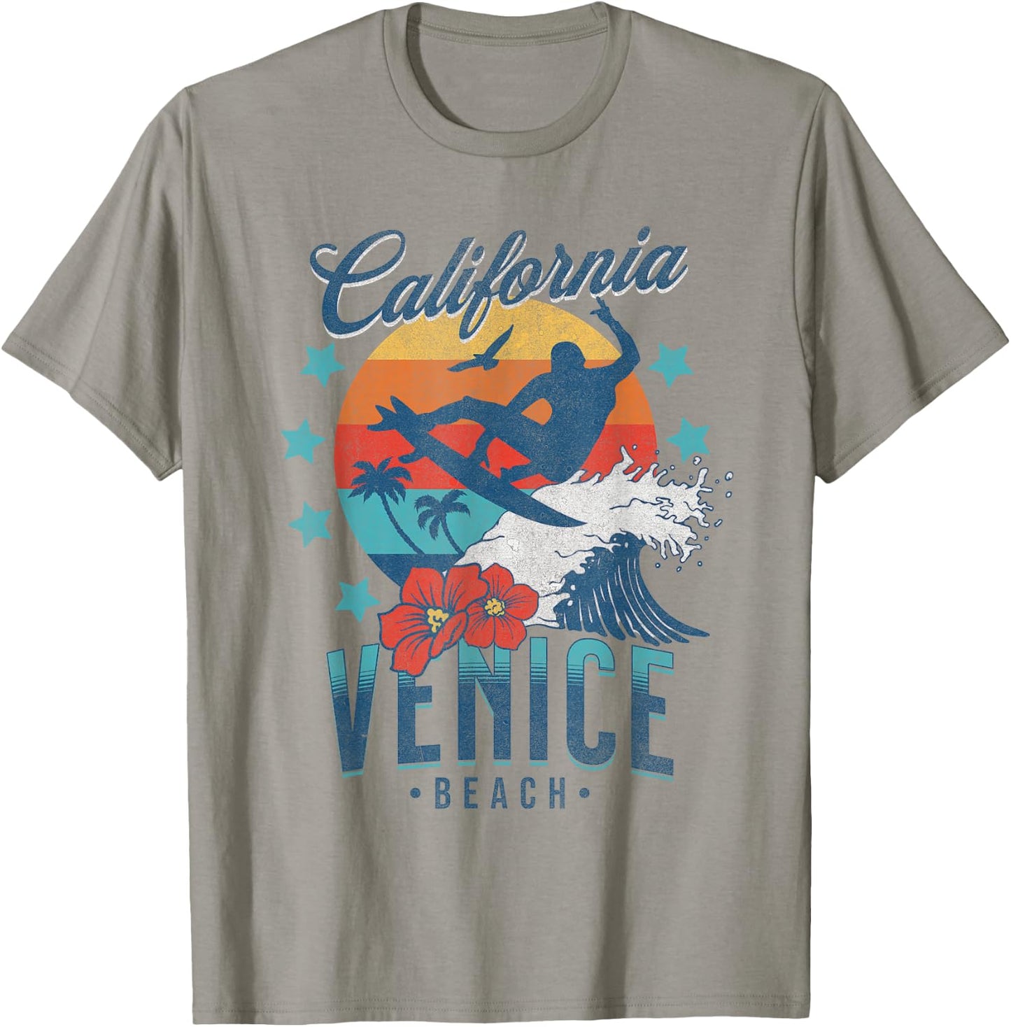 Venice Beach California Surfing Vintage Vacation Retro Surf T-Shirt - T-Shirt | Sand
