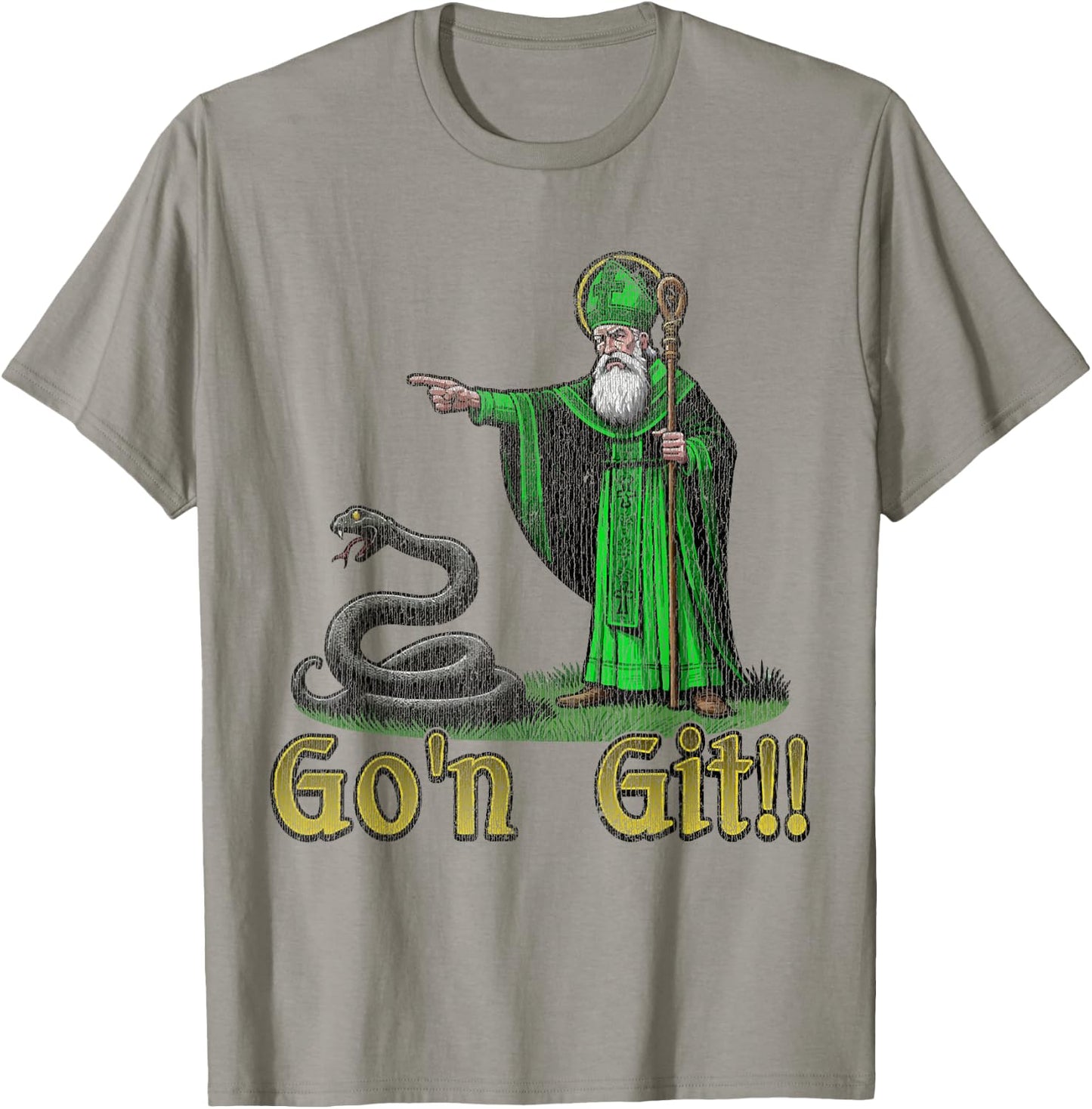 Distressed Go'n Git Funny St Patricks Day Snake T-Shirt - T-Shirt | Sand