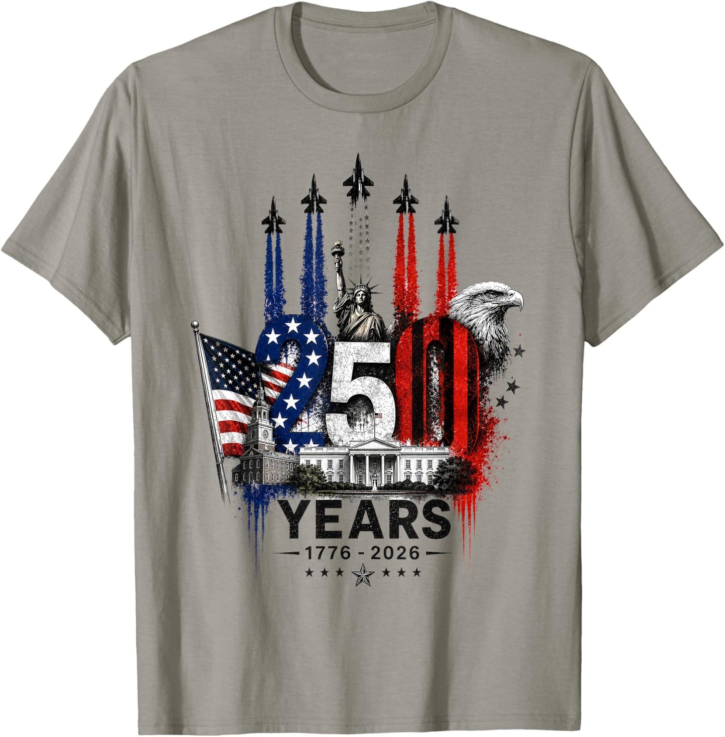 250 Years American 1776 2026 250th 4th July Independence Day T-Shirt - T-Shirt | Sand