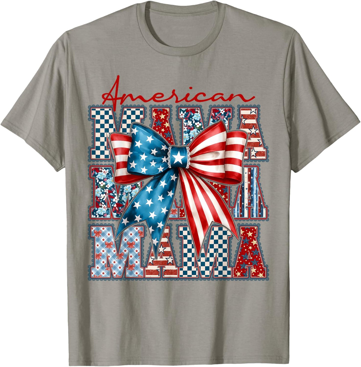 America Mama USA Flag Coquette 4th of July US America Women T-Shirt - T-Shirt | Sand