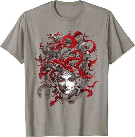 Medusahead Greek Mythology Ancient Snake Hair T-Shirt - T-Shirt | Sand