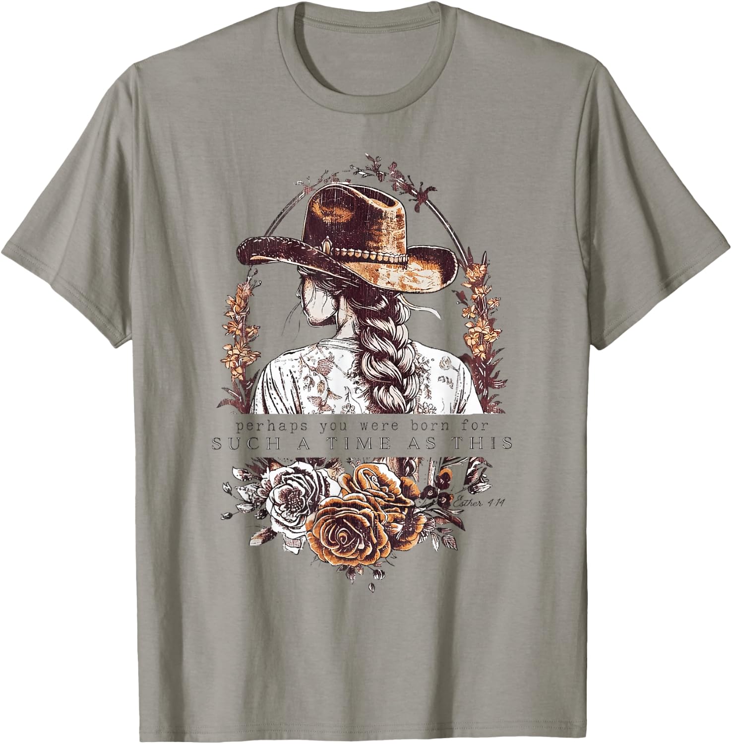 Western Esther 4:14 For Such a Time as This Vintage Cowgirl T-Shirt - T-Shirt | Sand