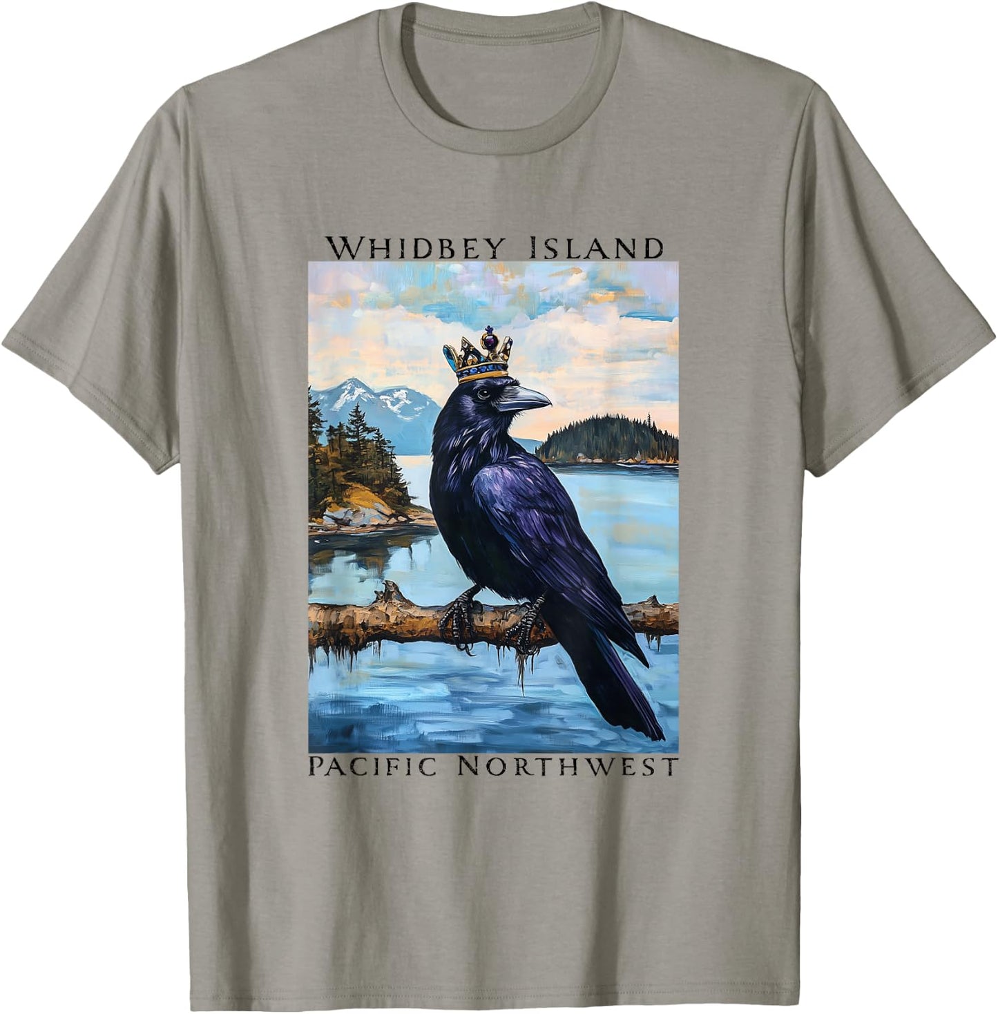 Whidbey Island Washington Crows Pacific Northwest Boating T-Shirt - T-Shirt | Sand