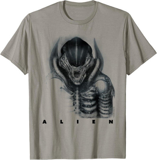 Aliens Iconic Epic Xenomorph Faded Big Chest Epic Portrait T-Shirt - T-Shirt | Sand
