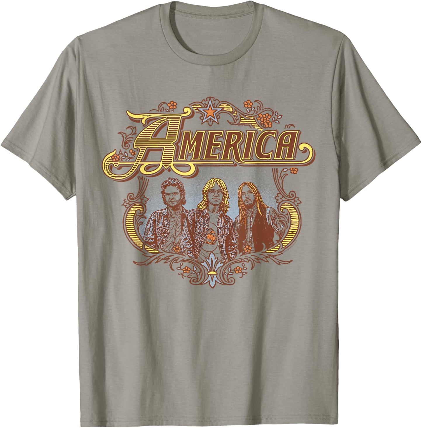 Official America the Band America Band Badge T-Shirt - T-Shirt | Sand