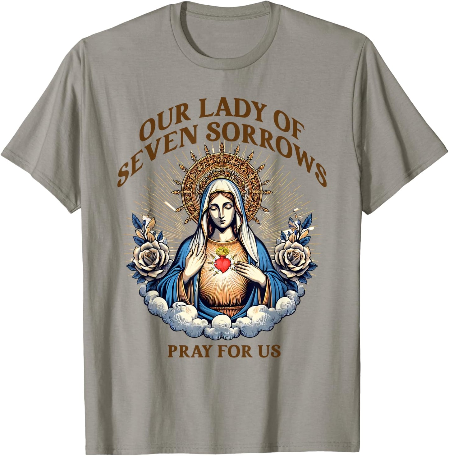 Blessed Virgin Mary Catholic Faith Our Lady Of Seven Sorrows T-Shirt - T-Shirt | Sand