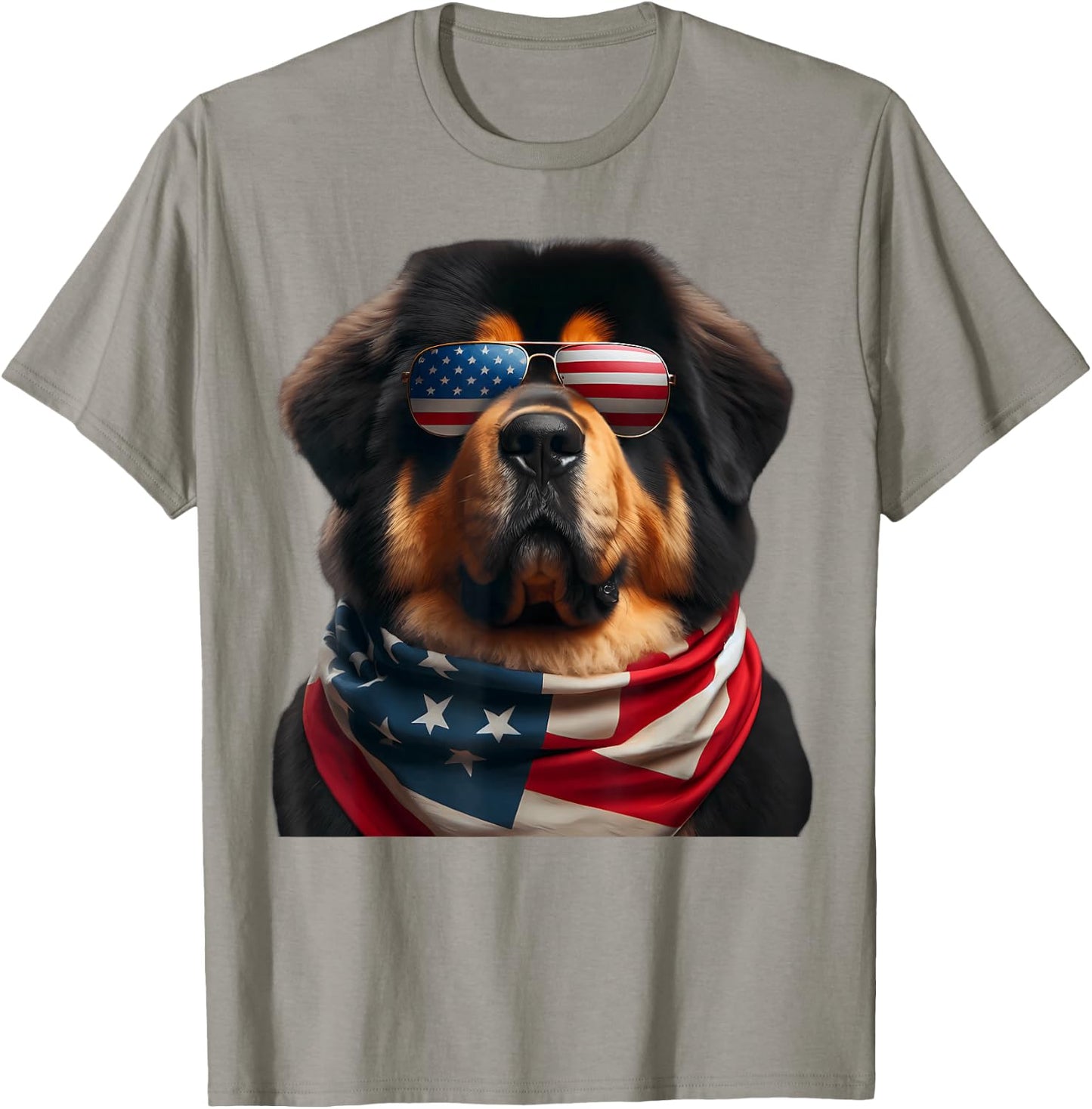 Tibetan Mastiff Dog 4th Of July American Independence Day T-Shirt - T-Shirt | Sand