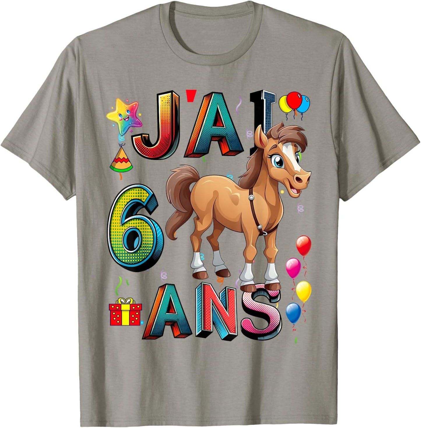 Child Horse Child 6 Years Birthday Boy Girl Horse T-Shirt - T-Shirt | Sand