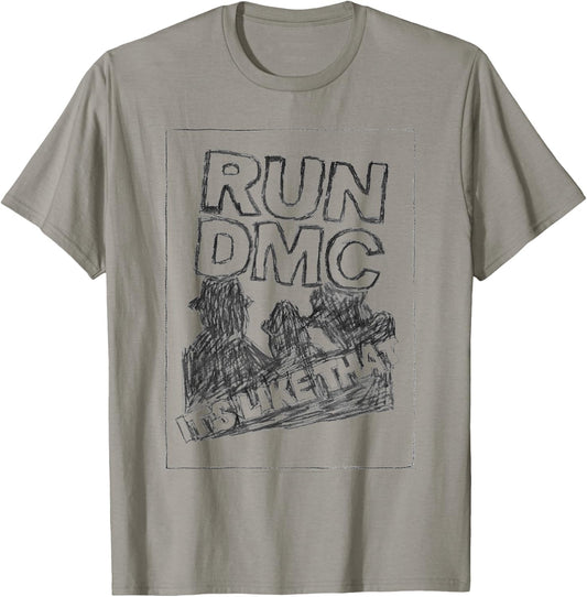 RUN--DMC Offiziell Lizenziertes Bravado It's Like That Sketch , Damen, -Jugendliche, -Erwachsene, Weiß, S, Kurzarm T-Shirt - T-Shirt | Sand