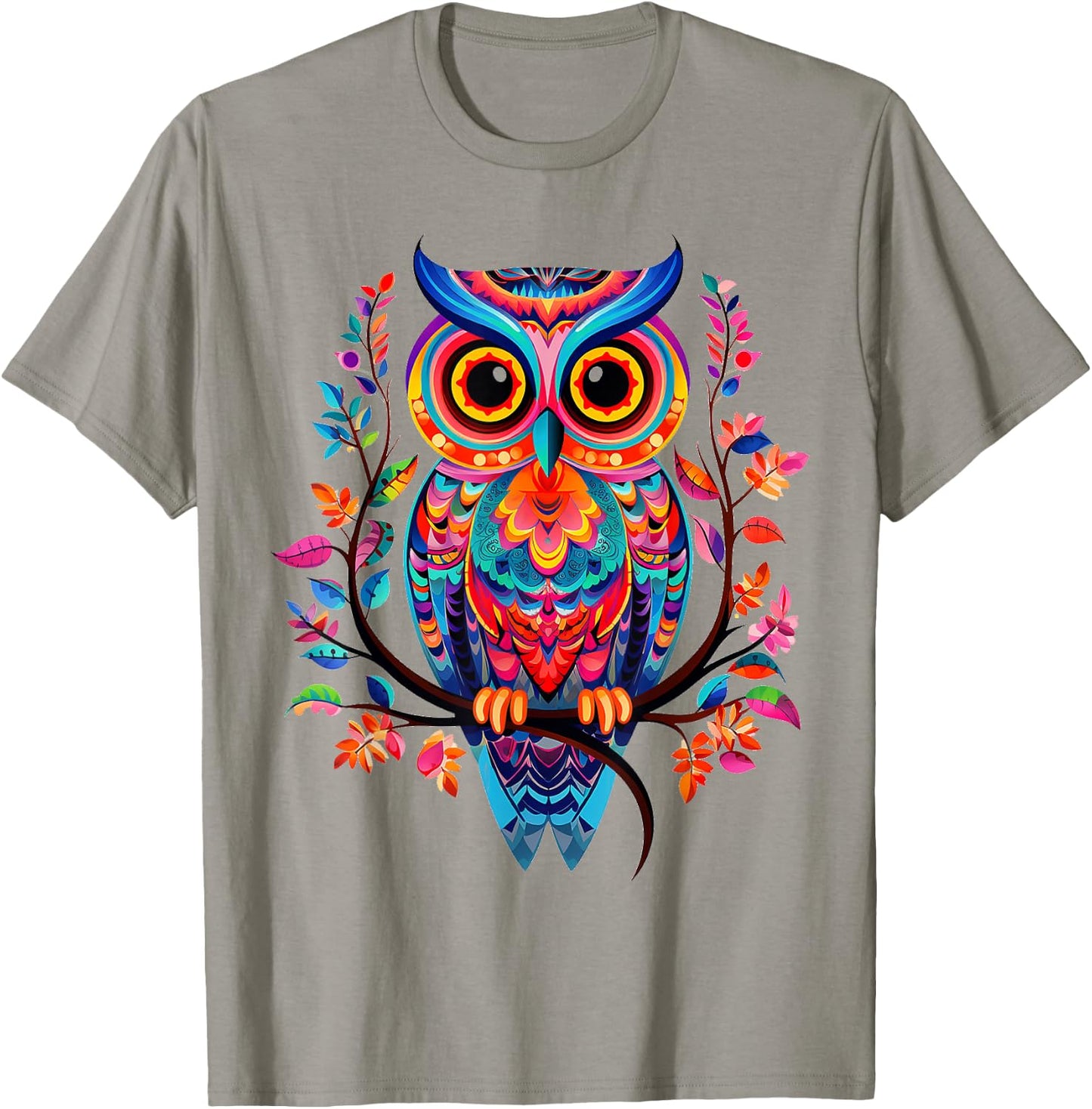 Owl Animal Nature Pattern Colorful Illustration Abstract Owl , white, S T-Shirt - T-Shirt | Sand
