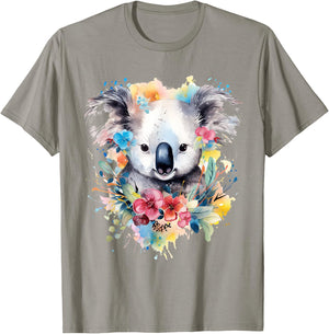 Koala Animal Colourful Motif Painting Art Abstract Koala , White T-Shirt - T-Shirt | Sand