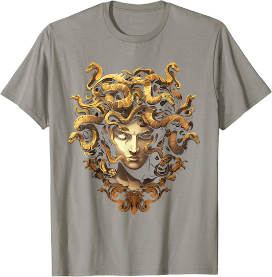 Medusahead Greek Mythology Ancient Snake Hair T-Shirt - T-Shirt | Sand