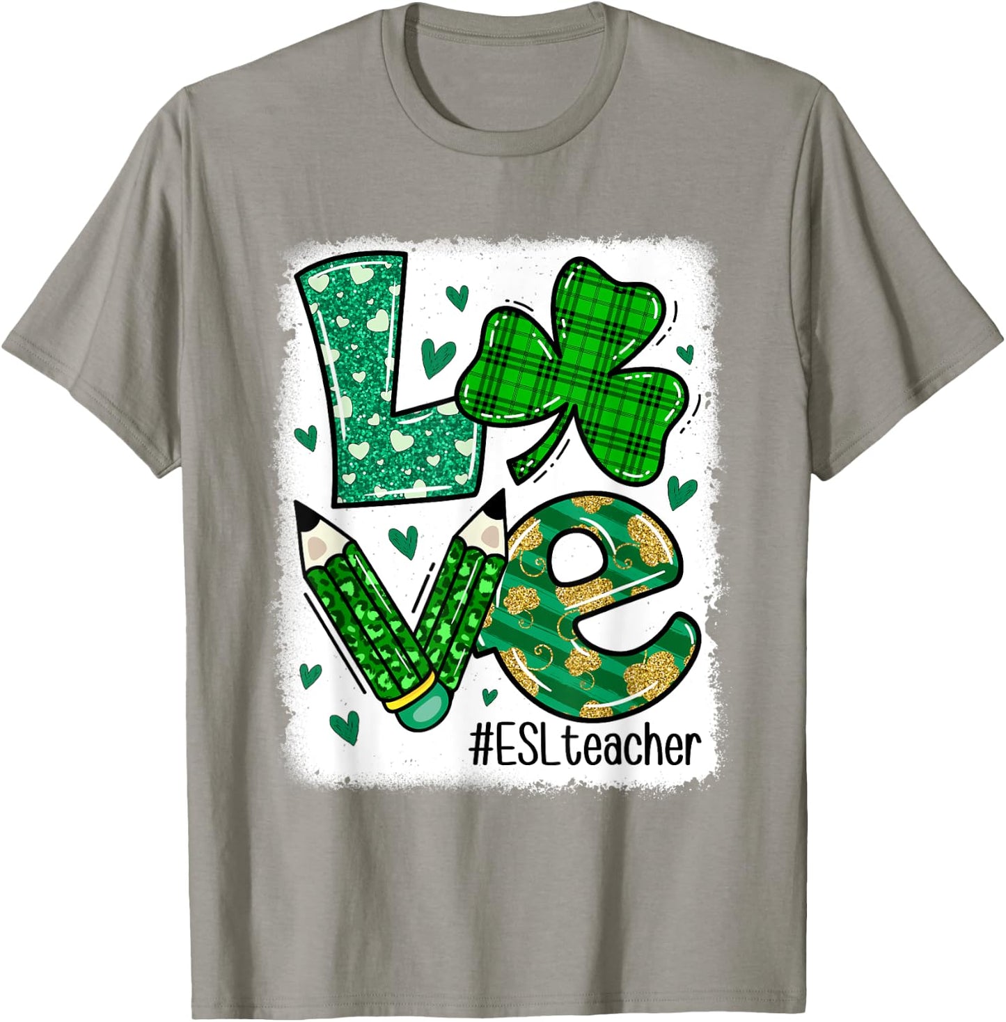 Love Teacher Life Bleached ESL Teacher St Patricks Day Women T-Shirt - T-Shirt | Sand