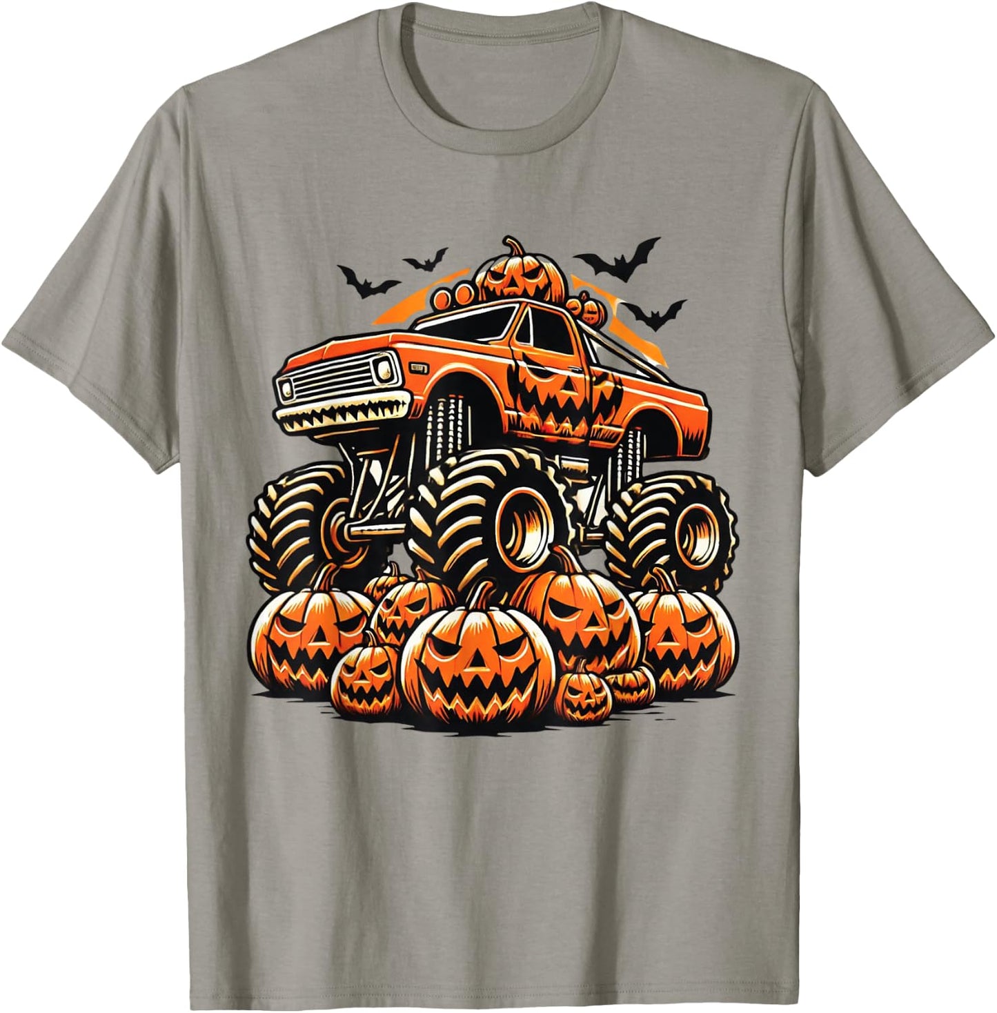 Kids Monster Truck Pumpkin Jack O Lantern Halloween Costume T-Shirt - T-Shirt | Sand