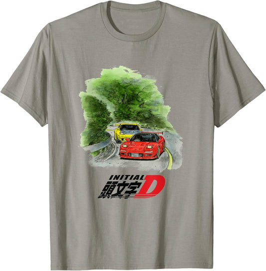 Initial D Manga Watercolor Cars Racing T-Shirt - T-Shirt | Sand