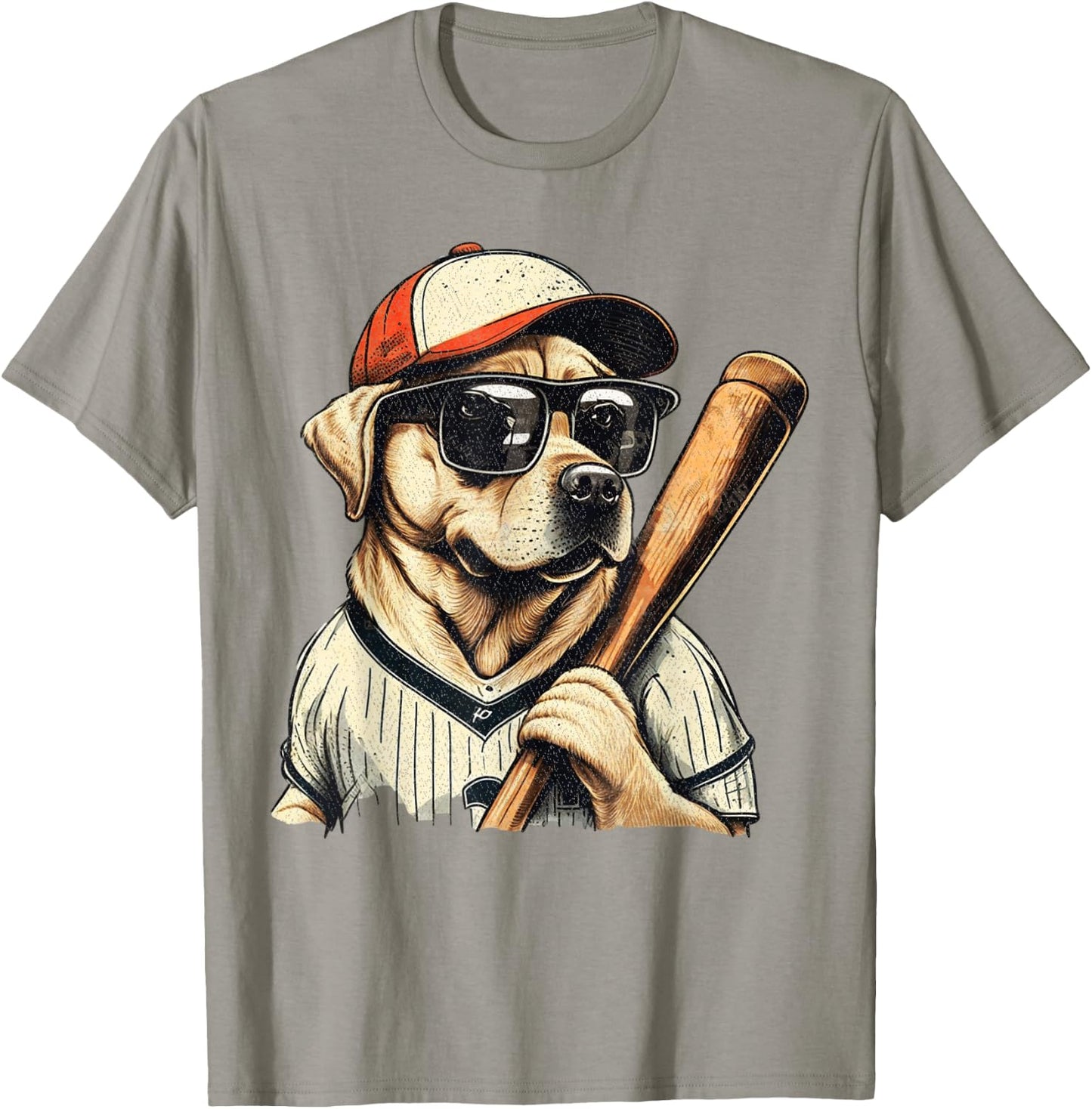 Vintage Retro Dog Playing Baseball, Puppy Pet Lover Women Girls Kids T-Shirt - T-Shirt | Sand