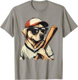 Vintage Retro Dog Playing Baseball, Puppy Pet Lover Women Girls Kids T-Shirt - T-Shirt | Sand
