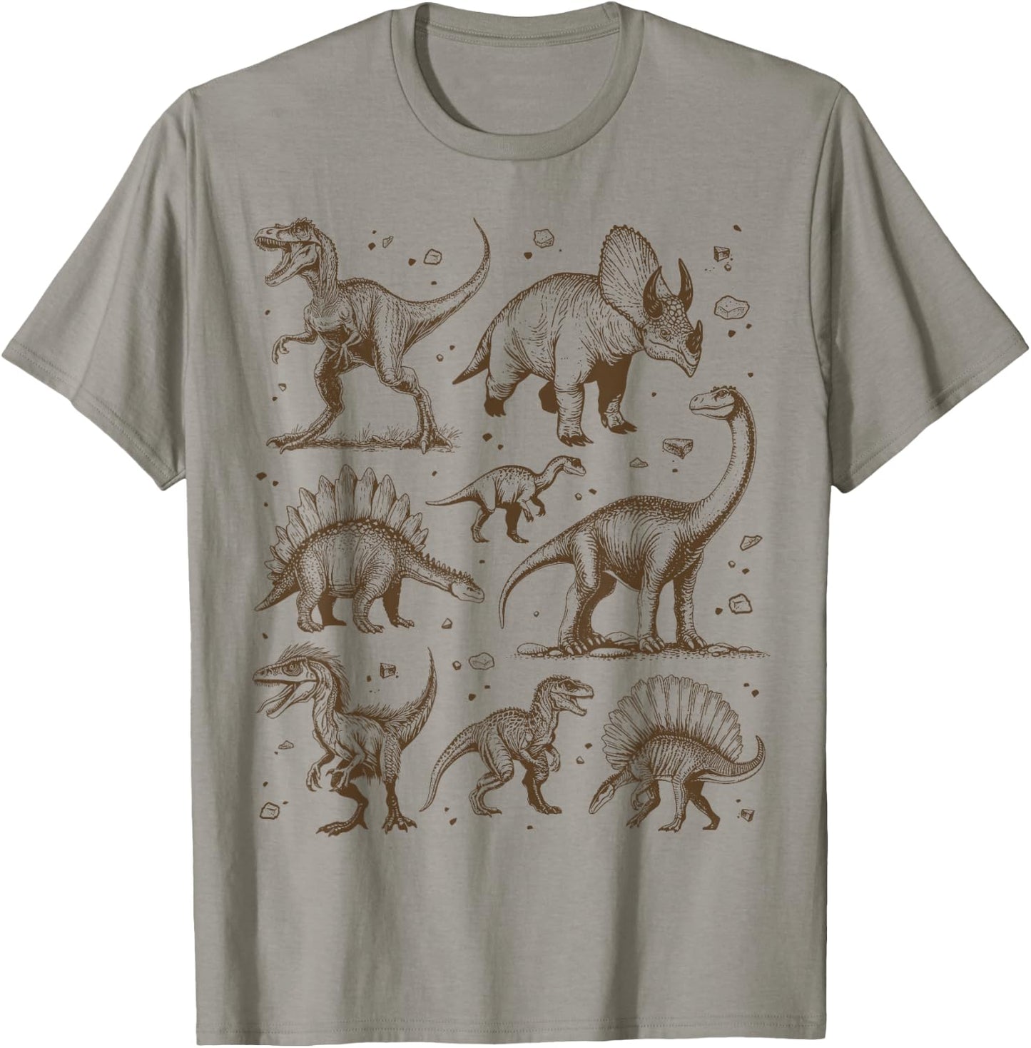 Dinosaur Paleontology Science Biology T-Rex Vintage Graphic , grey, S T-Shirt - T-Shirt | Sand