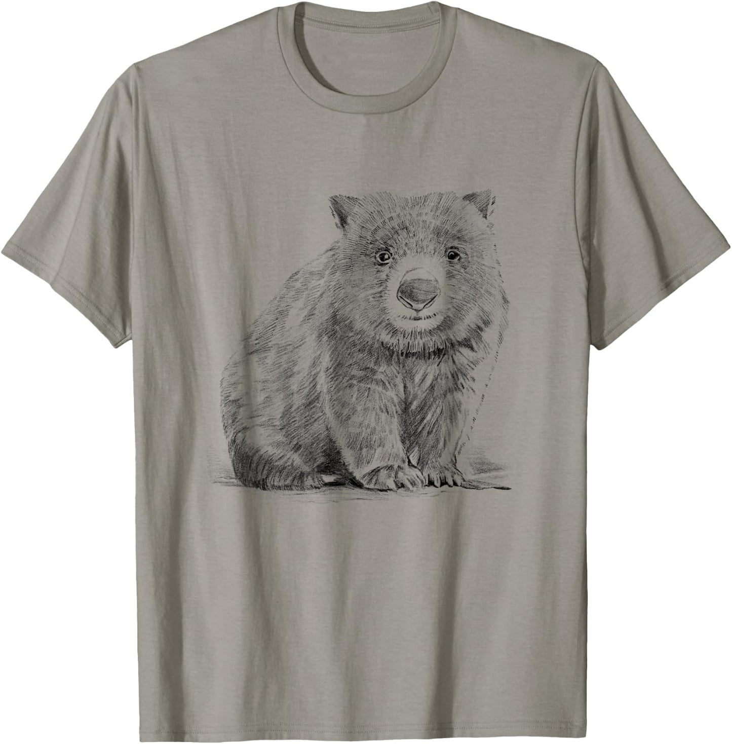 Wombat Pencil Drawing , White T-Shirt - T-Shirt | Sand