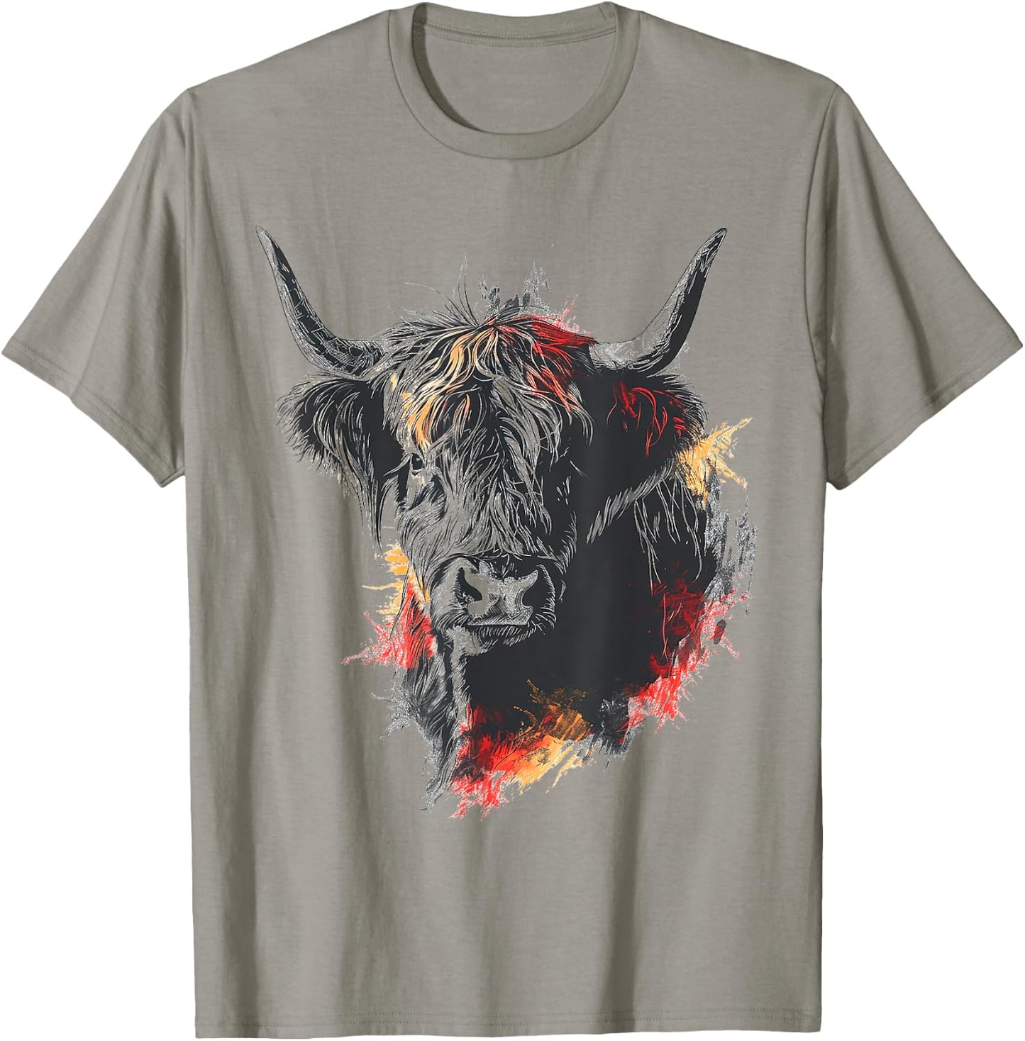 Highland Cow Tierzoo Zeichnung Hochlandkuh T-Shirt - T-Shirt | Sand