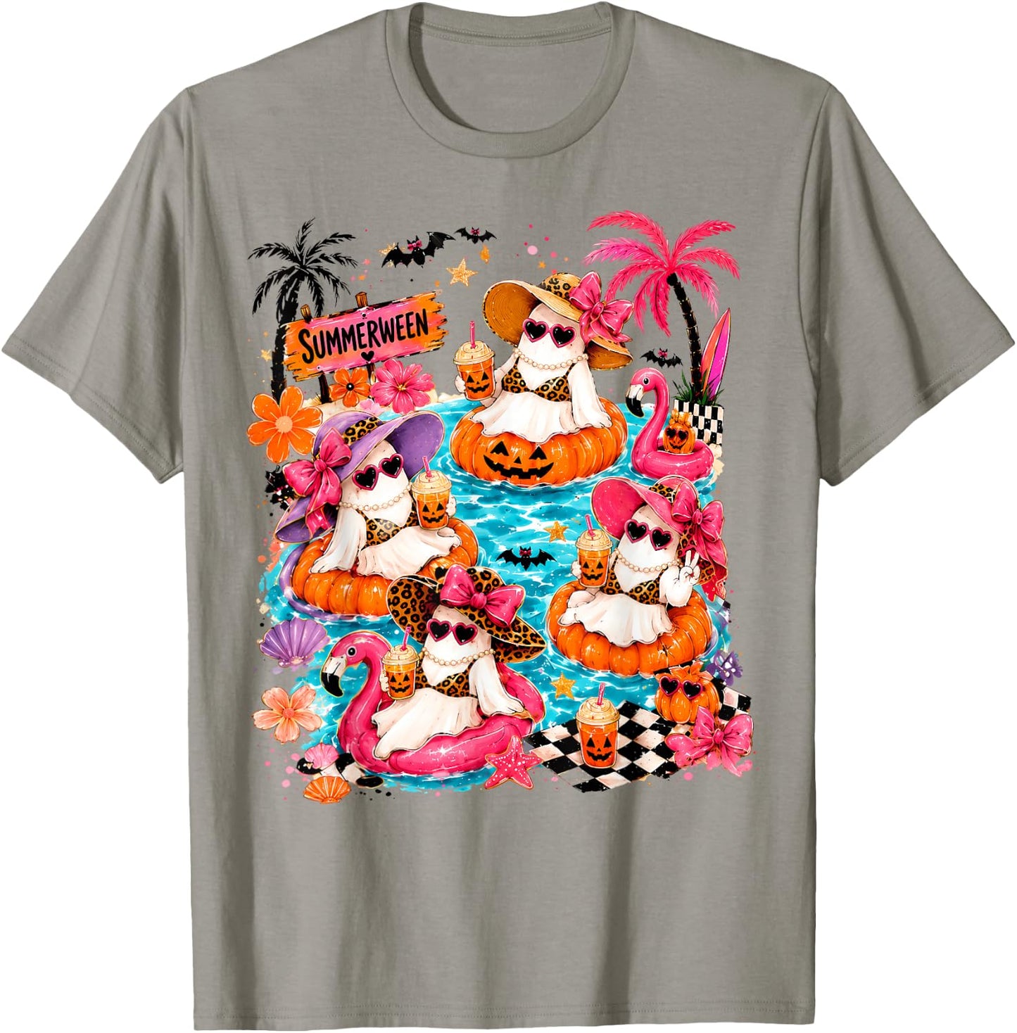 Summerween Summer Vibes Spooky Skeleton Women Kids T-Shirt - T-Shirt | Sand