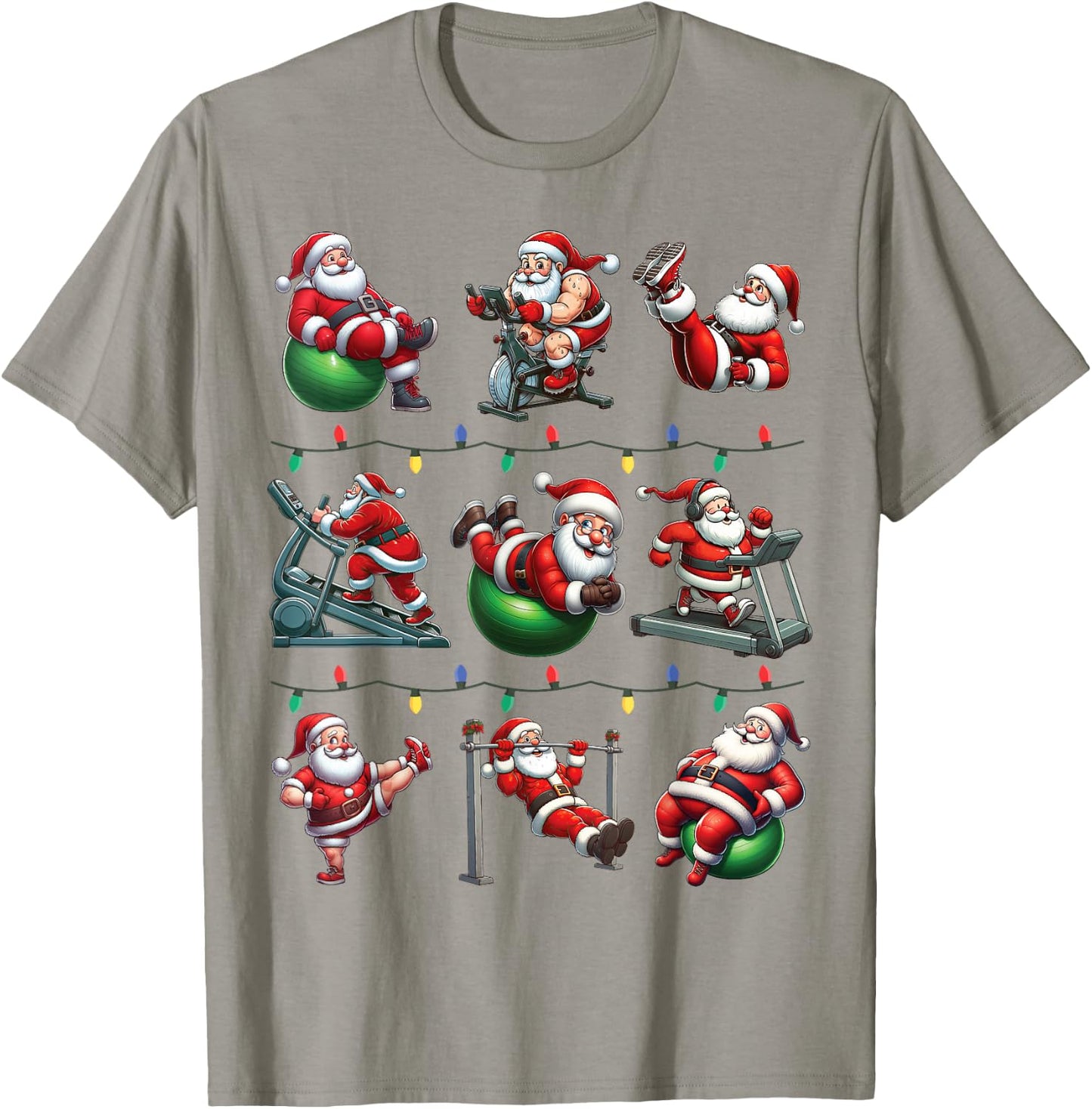 Santa Fitness Collection Gym Workout Weightlifting Christmas T-Shirt - T-Shirt | Sand